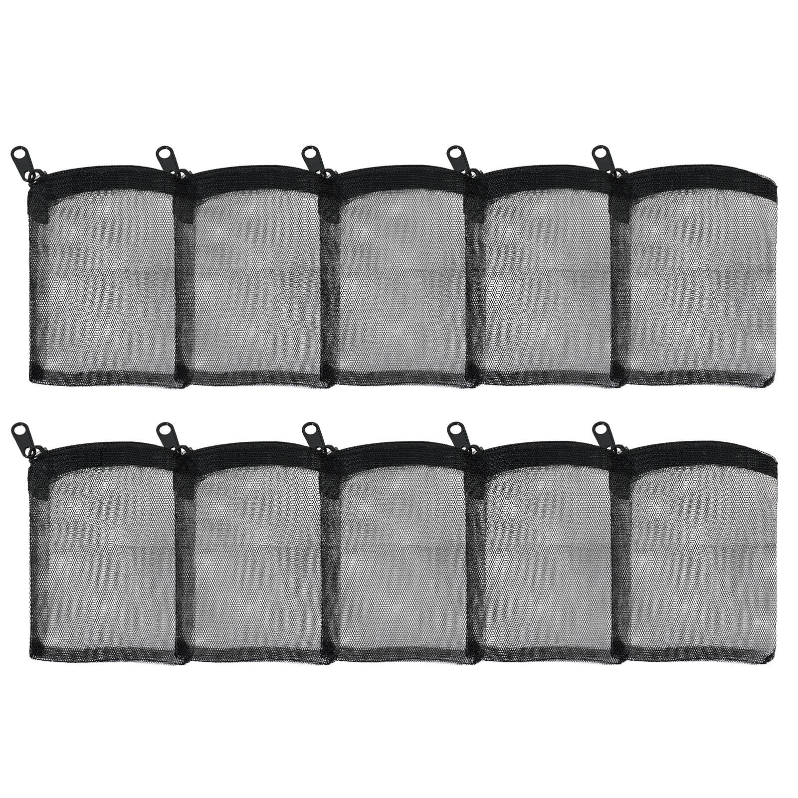 Aquaneat 10Pcs Aquarium Filter Media Bags, Fish Tank Coarse Mesh Bags With Plastic Zipper For Activated Carbon (3'' X 4'')