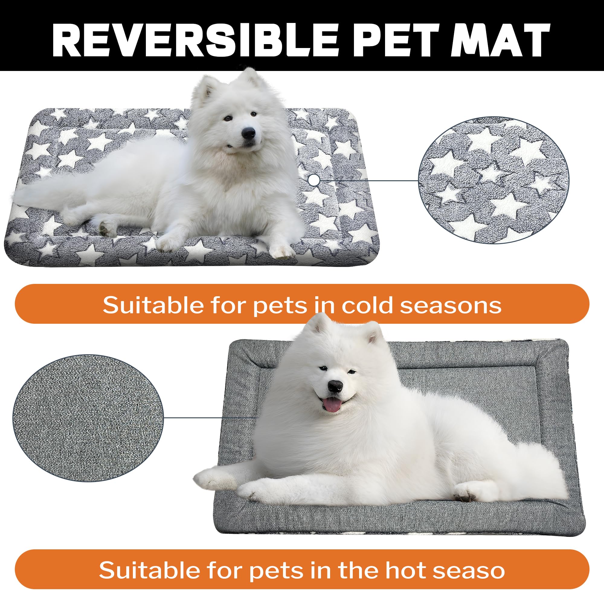 pobopobo Dog Bed Mat, Reversible Crate Pads for Small/Medium/Large Dogs & Cats Sleeping, Portable & Soft, Dog Beds Crate Pad - M