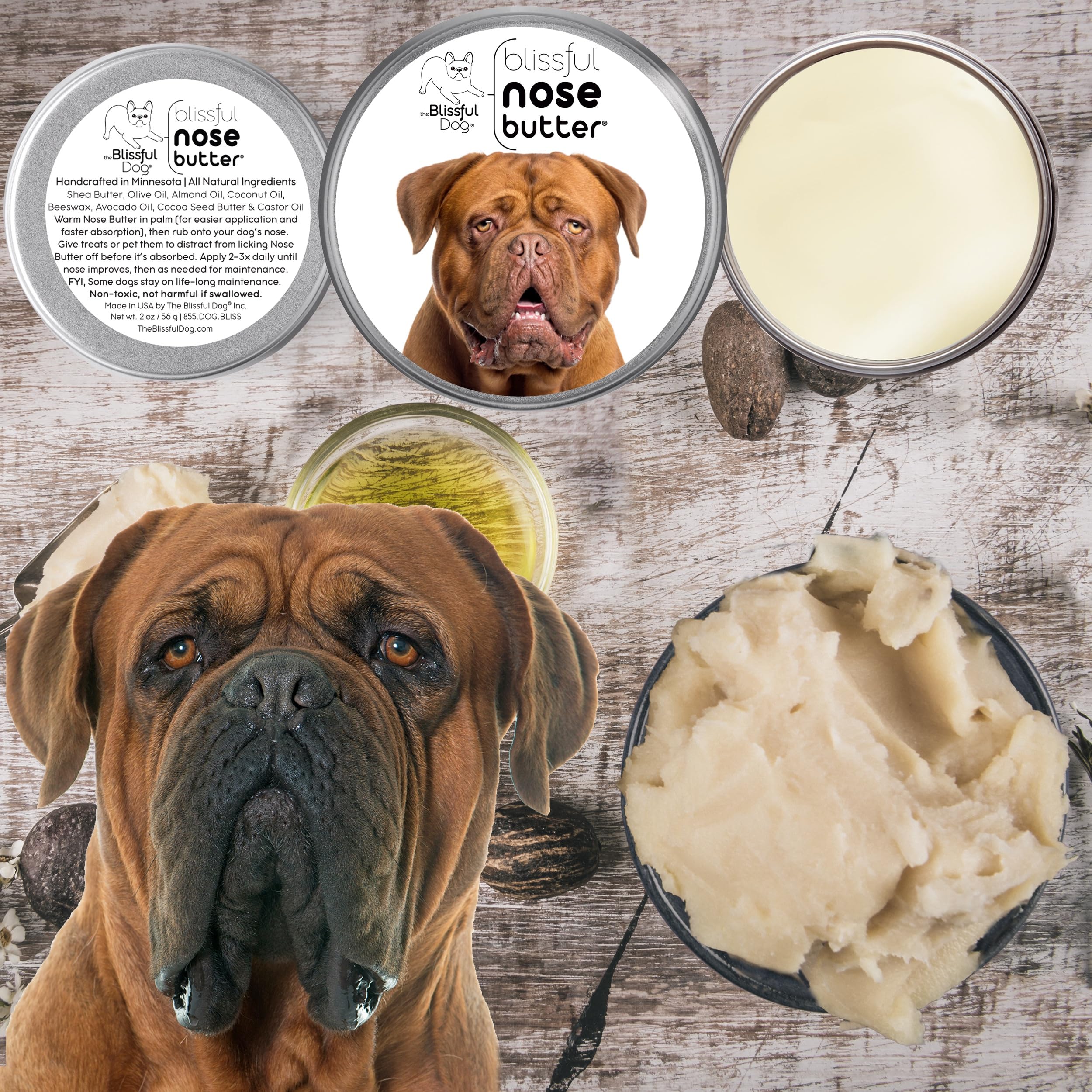 The Blissful Dog Dogue De Bordeaux Nose Butter, Versatile Dog Nose Balm for Dry Nose, Handcrafted Nose Moisturizer, Easy-to-Appl