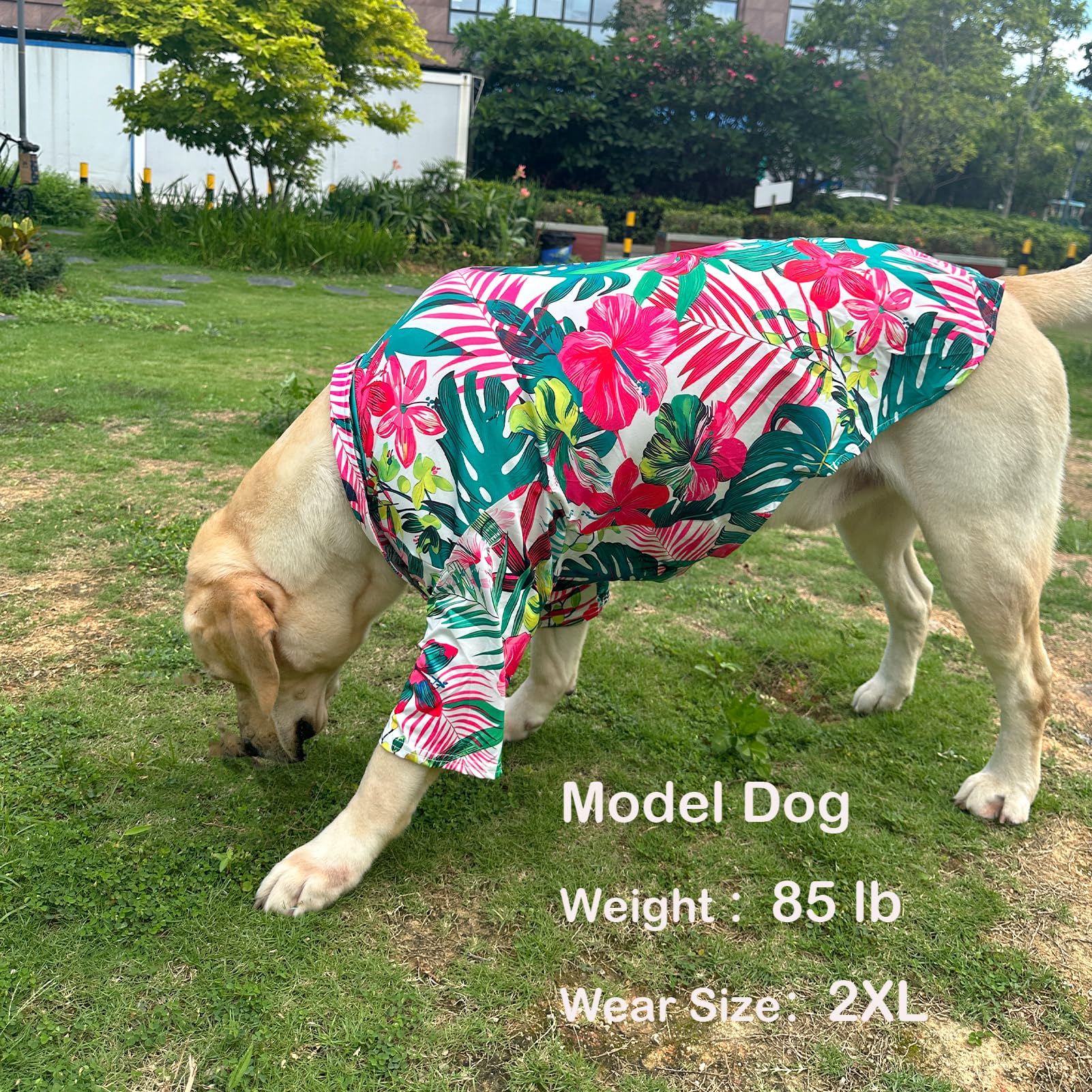 Pripre Hawaii Dog Shirt - Colorful Flower Printed T-Shirt, Breathable Cool Summer Beach Style Clothes For Medium And Large Dogs