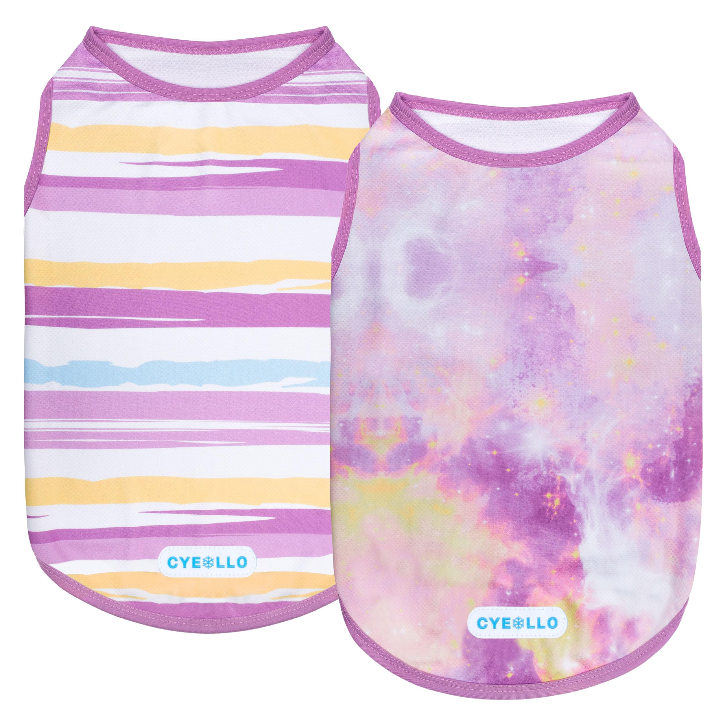 Cyeollo 2Pack Dog Shirt Cooling Breathable Sleeveless Summer Clothes For Dogs, Intant Cool T Shirts For Small Dogs, Purple S