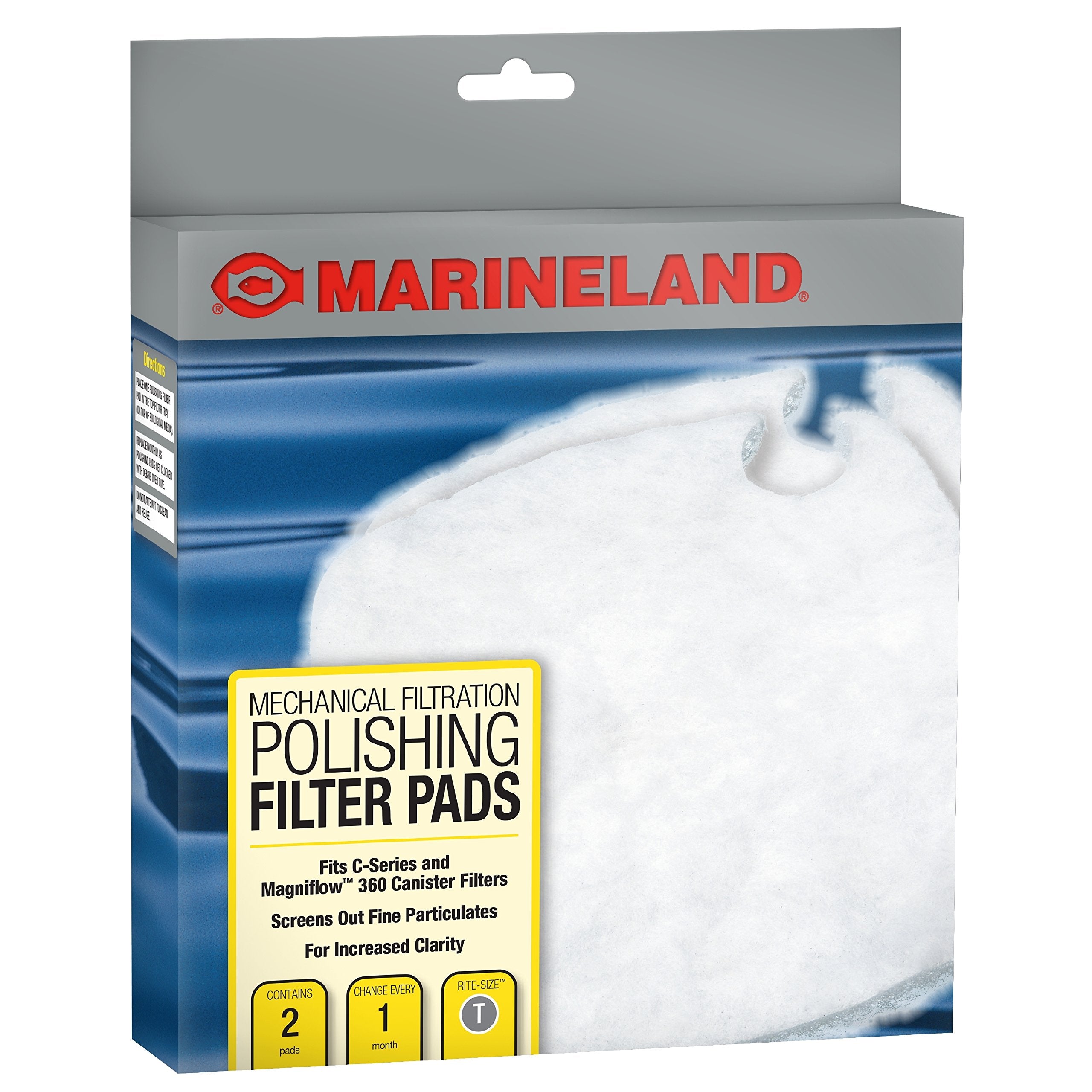 Marineland Polishing Filter Pads, 2 Count, Support Mechanical Aquarium Filtration, Rite-Size T, Fit C-Series and Magniflow 360 a