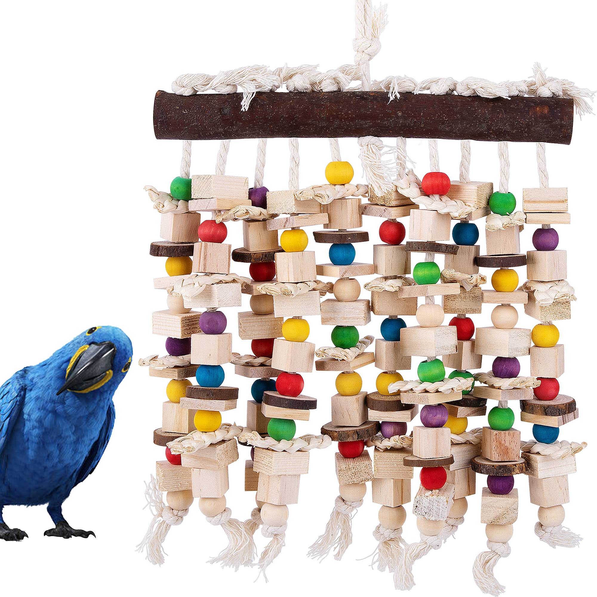 Deloky Large Bird Parrot Chewing Toy -Natural Wooden Blocks Bird Parrot Tearing Toys Suggested For Large Macaws Cokatoos,African Grey And A Variety Of Amazon Parrots (Natural)
