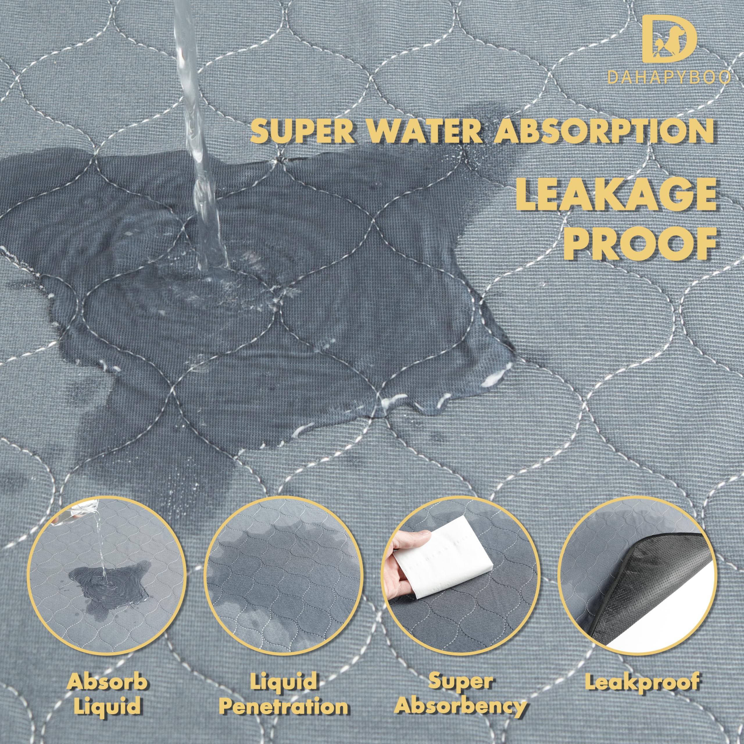 Dahapyboo Washable Pee Pads For Dogs,4 Pack Reusable Puppy Pads For Dogs,18X24 Non-Slip Waterproof Pet Training Pads For Crate,