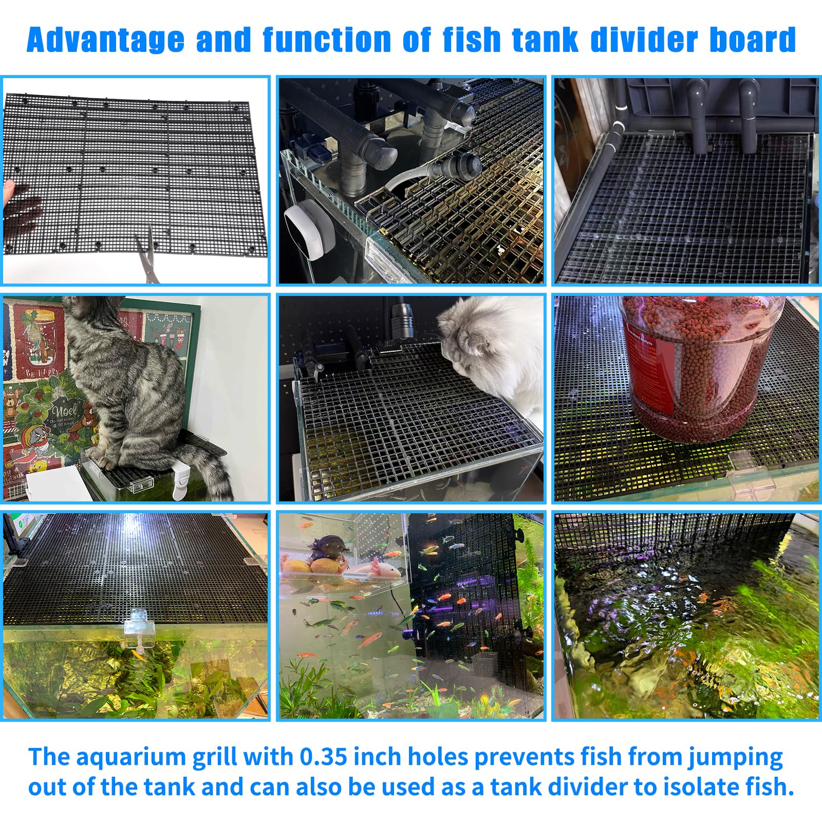 Weramics Adjustable Platic Grip Panel Aquarium Fish Tank Divider Filter Bottom Diy Plastic Grid Fish Tank Isolation Board Plasti