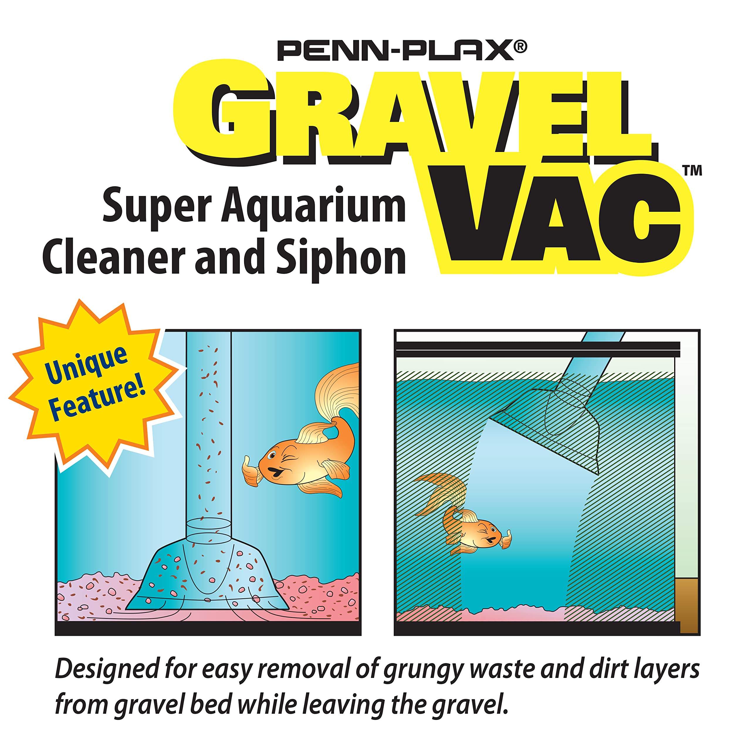 Penn-Plax Gravel Vacuum For Aquariums | Make Cleaning And Tank Maintenance Quicker And Easier (Gv10) 10'