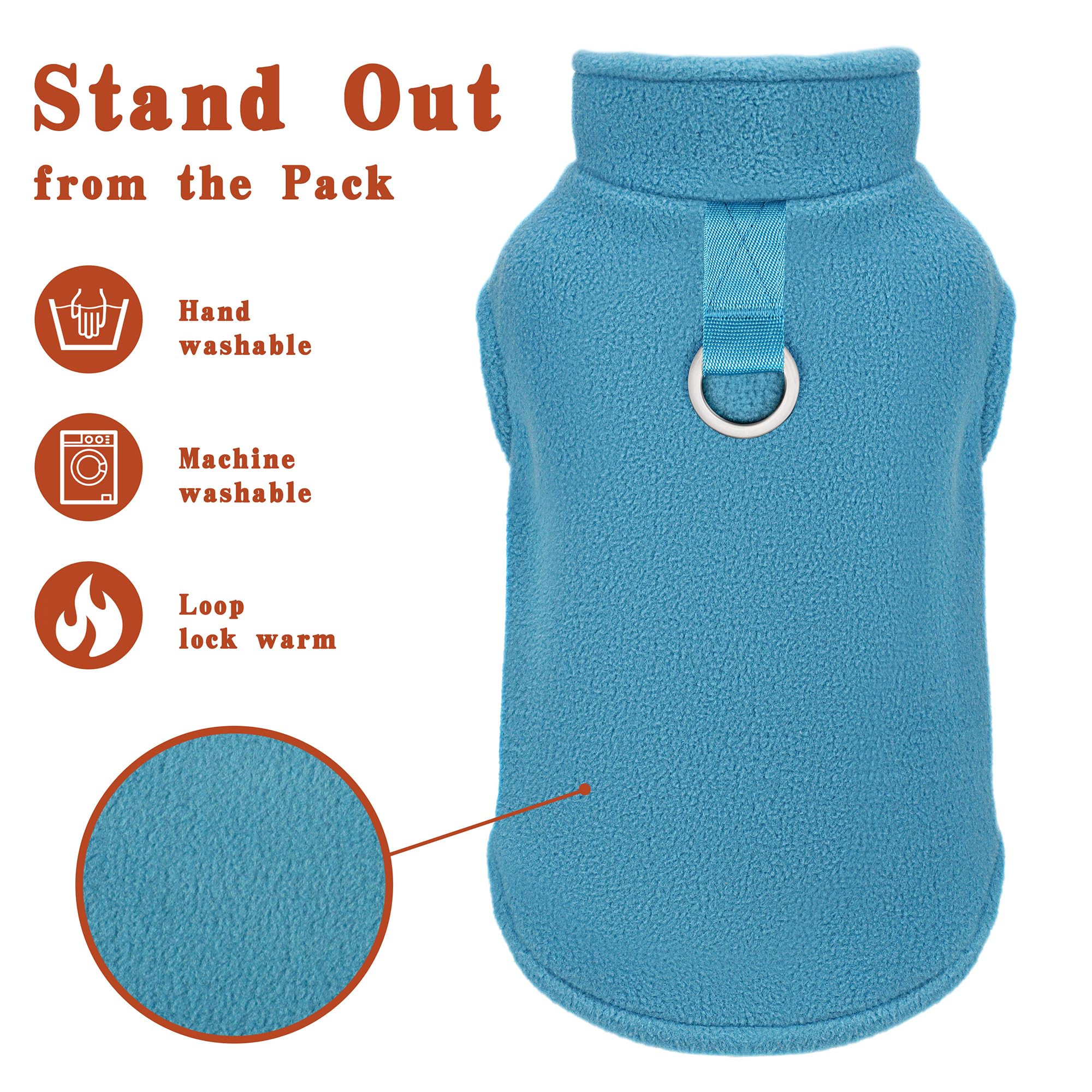 Sleeveless Pullover Fleece Vest For Small Dogs: Cozy Polyester Dog Jacket, Tank Top Sweater With Leash Ring And Armholes C Soft,