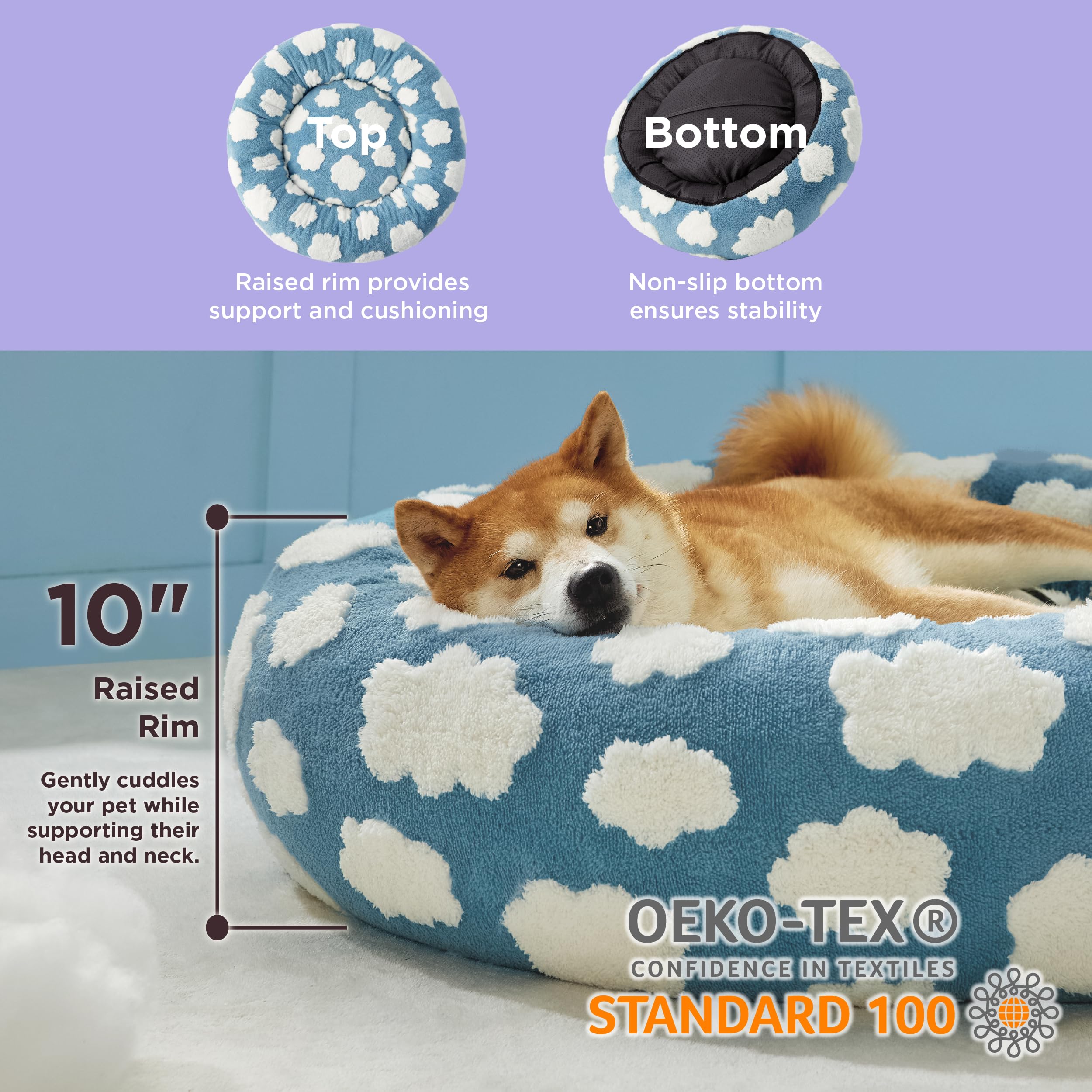 Lesure Donut Dog Beds Large Sized Dog - Round Pet Beds For Calming Puppy With Washable Cover, Orthopedic Modern Beds With Jacqua