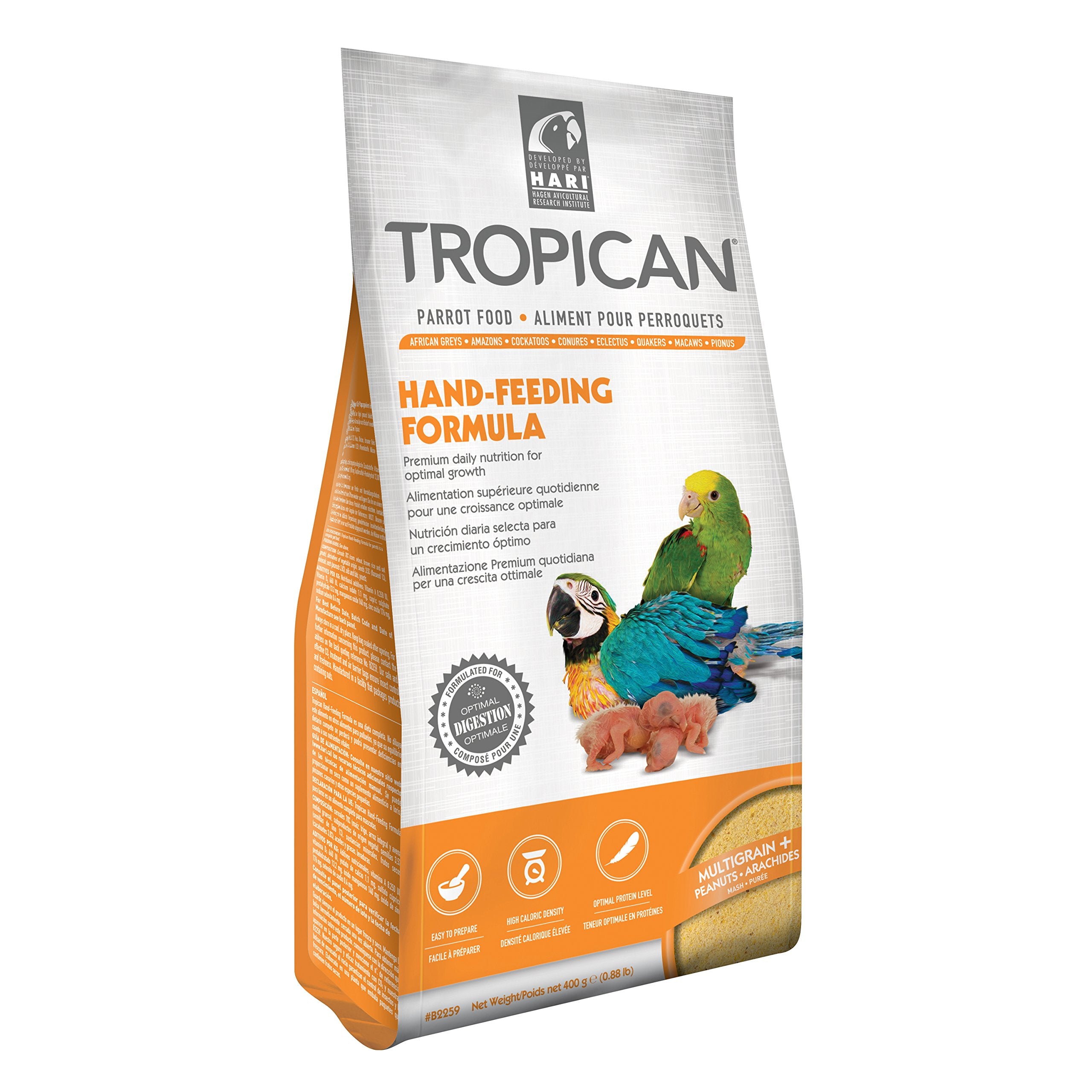 Hari Tropican Bird Food, Hagen Parrot Food Hand Feeding Formula, Easy to Mix, 14 oz Bag