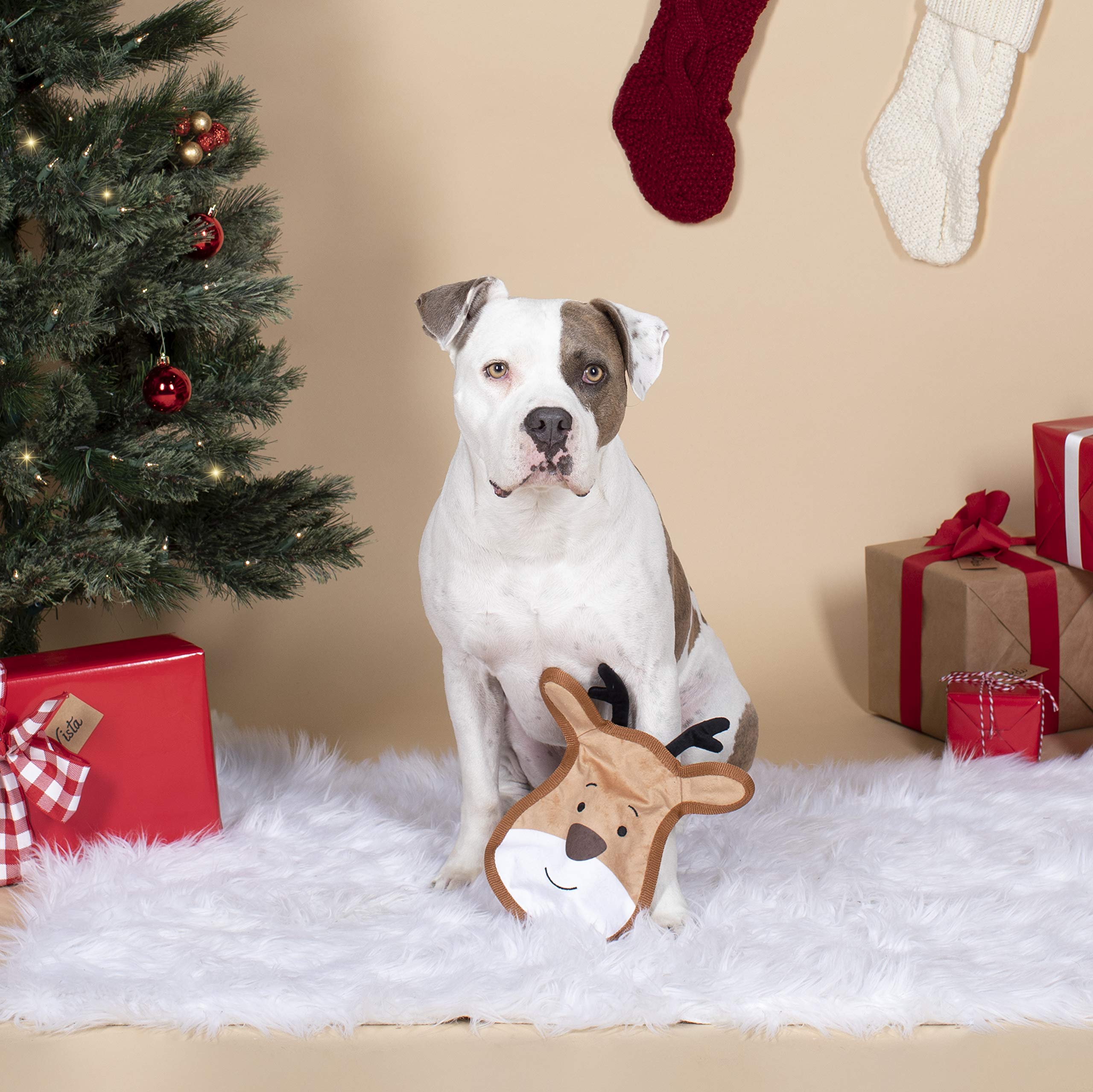 Fringe Studio Plush Dog Toy, Reindeer Face (729027)