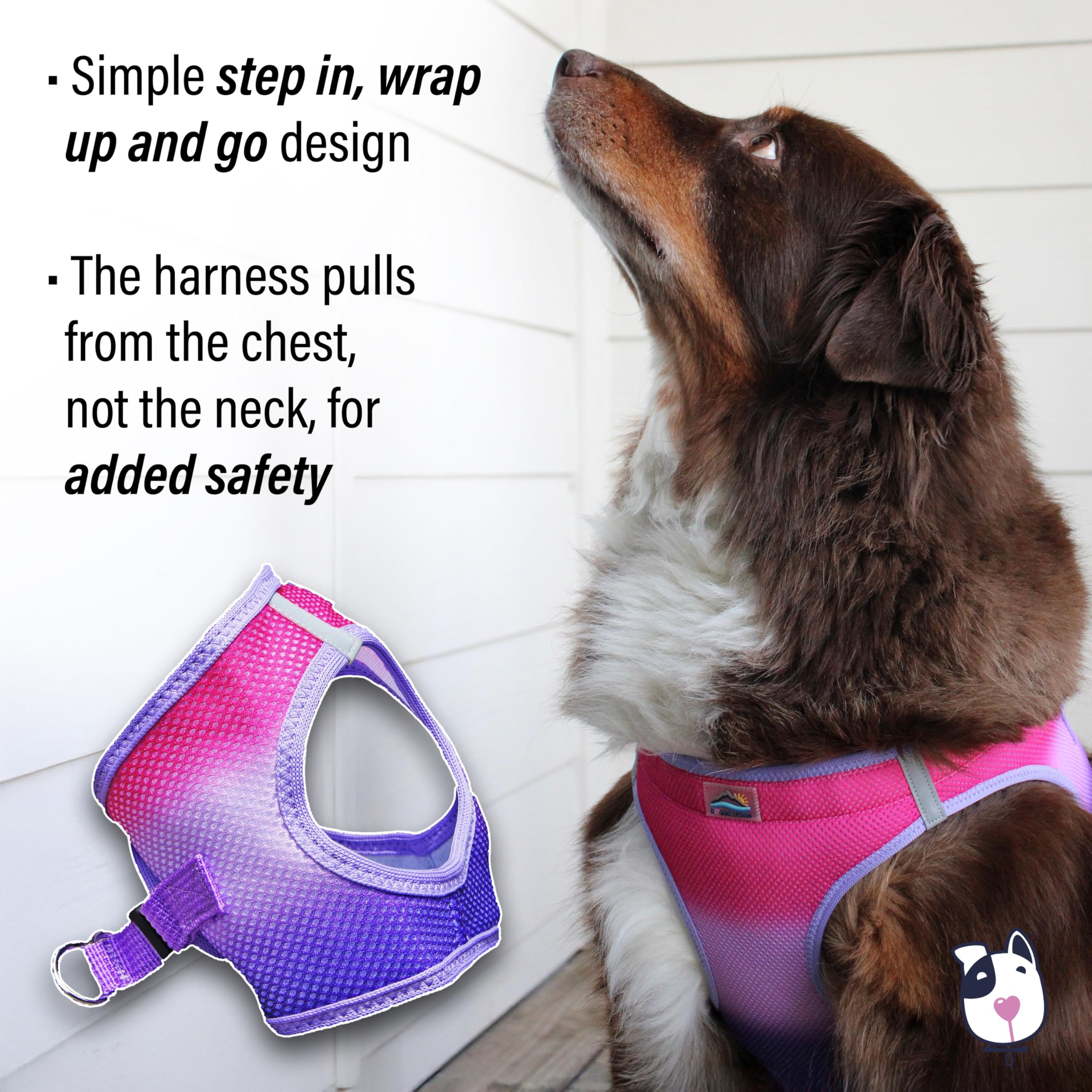 Doggie Design Dog Harness - No Choke Dog Harness, Dog Vest, Mesh Polyester, Pet Harness, Simple Step In Design, Harness For Dog - Raspberry Sundae, 3Xl