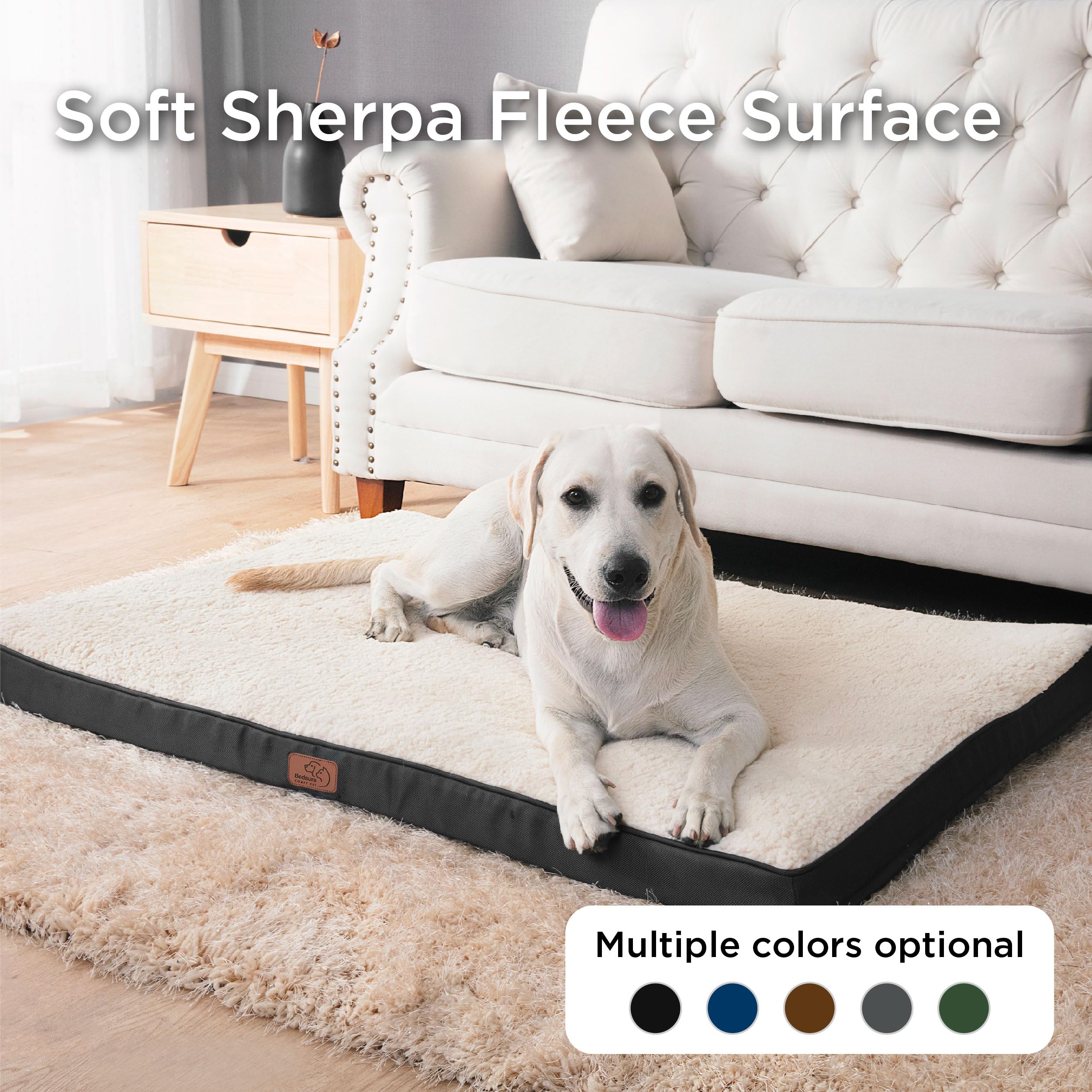 Bedsure Large Dog Bed - Orthopedic Grey Egg Crate Foam Mat, Waterproof, 36"x27"x3"