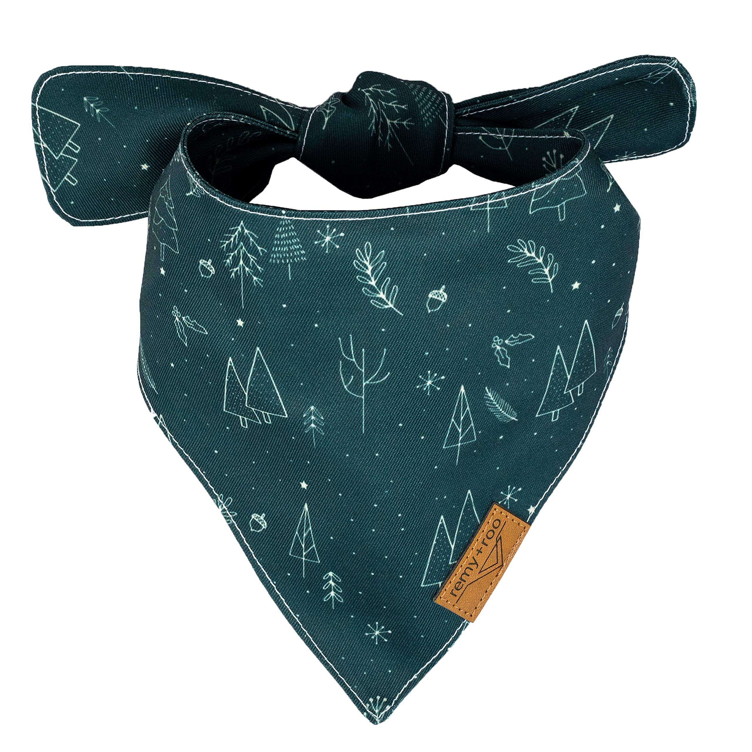 Remy+Roo Dog Bandanas - 2 Pack | Evergreen Christmas Dog Bandanas Set | Premium Durable Fabric | Patented Shape Bandanas For Dogs| Adjustable Fit Dog Christmas Bandana | Multiple Sizes Offered (Large)
