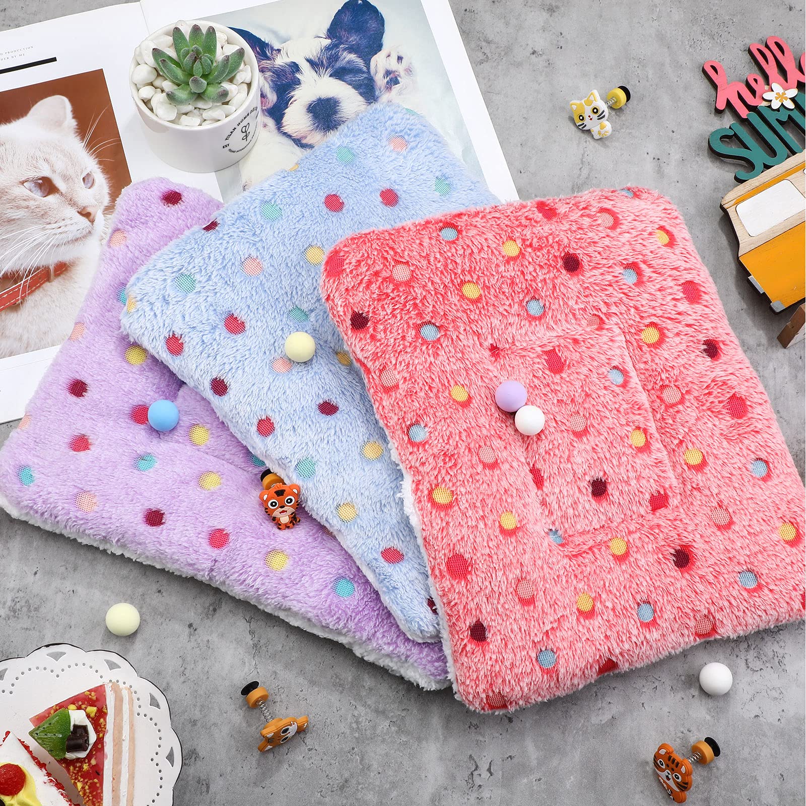 Jetec 3 Pcs Bunny Guinea Pig Beds Soft Bunny Mats Warm Guinea Pig Mat Small Animal Winter Bed Pads Fleece Sleeping Pads for Indo