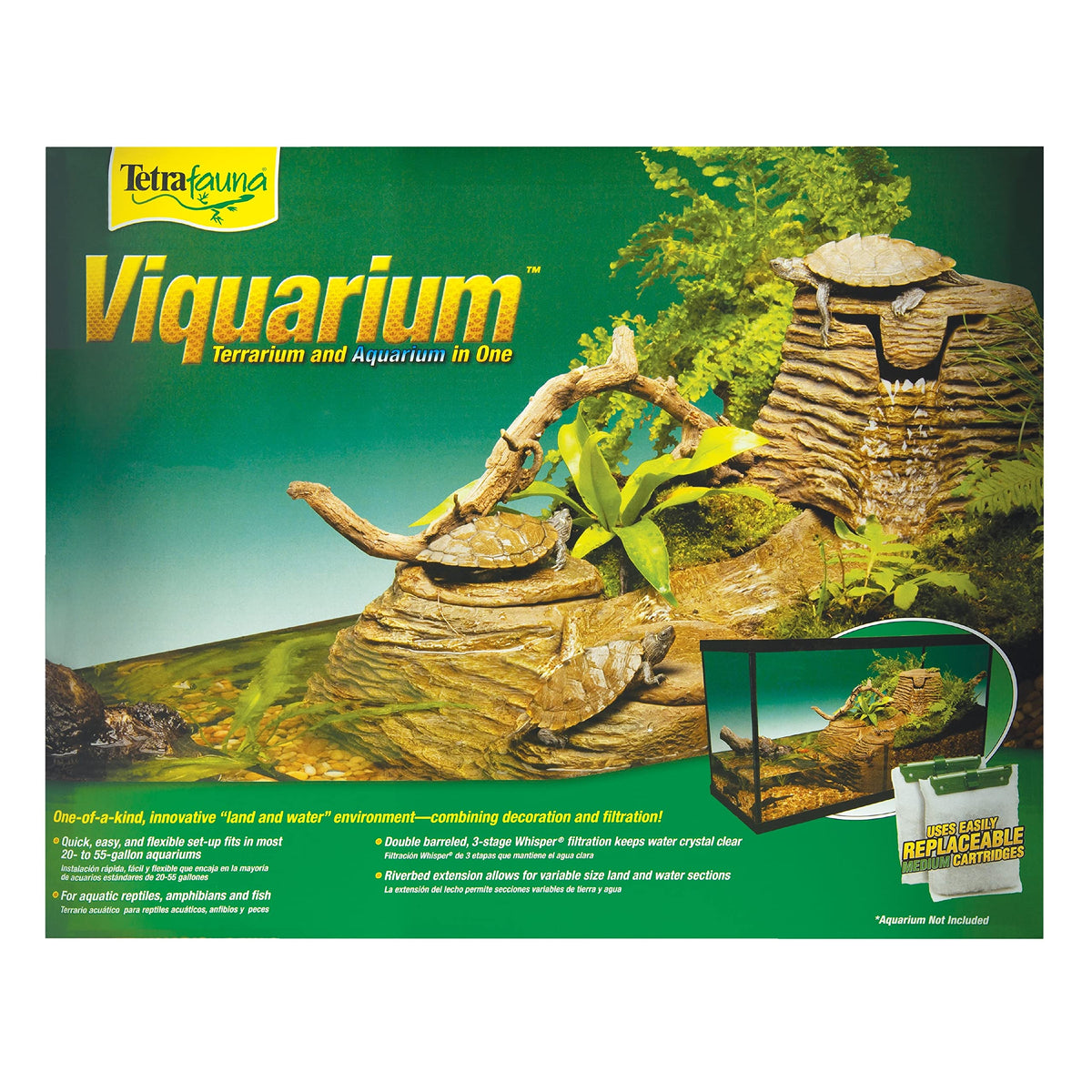 Tetrafauna Viqaquarium, All-In-One Terrarium And Aquarium, Ideal For Aquatic Reptiles And Amphibians