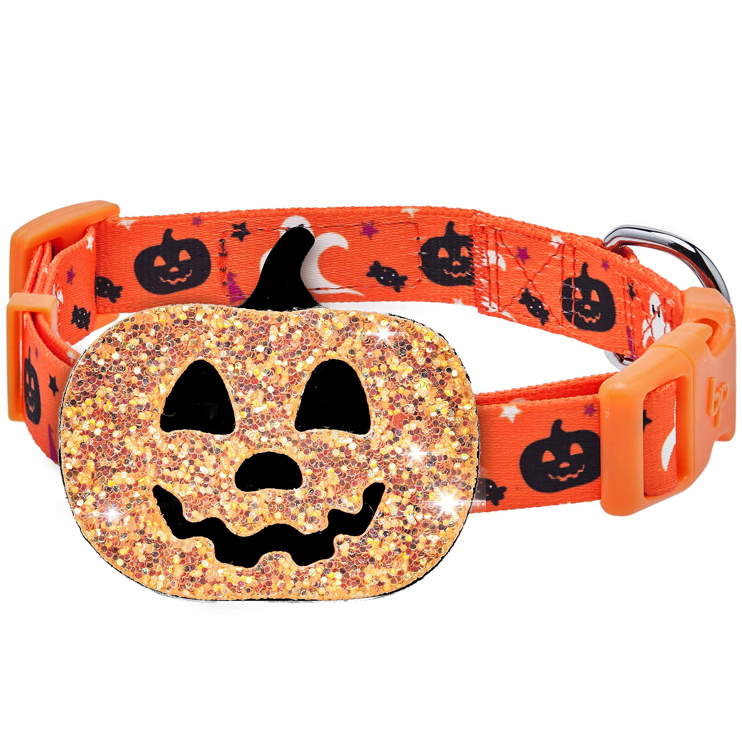 Blueberry Pet 2023 New Halloween Party Adjustable Dog Collar With Detachable Pumpkin Accessory, Small, Neck 12''-16''