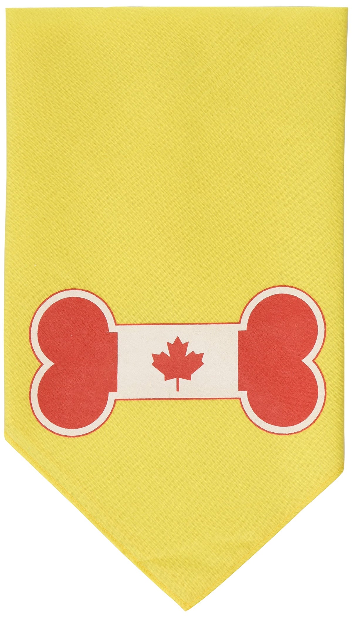 Pet and Dog Bandana Screen Printed, &quot;Bone Shaped Canadian Flag&quot; Yellow Small