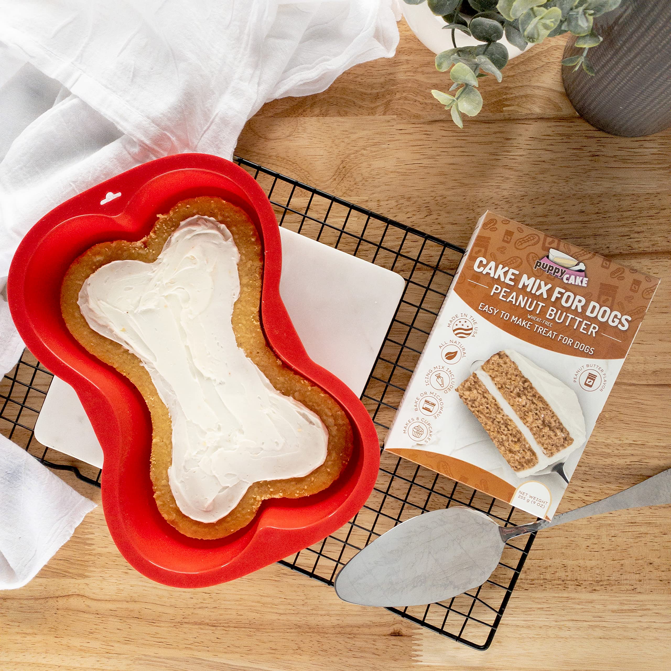 Puppy Cake Cake and Ice Cream All Natural Fluffy & Moist Dog Birthday Cake Kit in with Peanut Butter, Your Choice of Ice Cream M