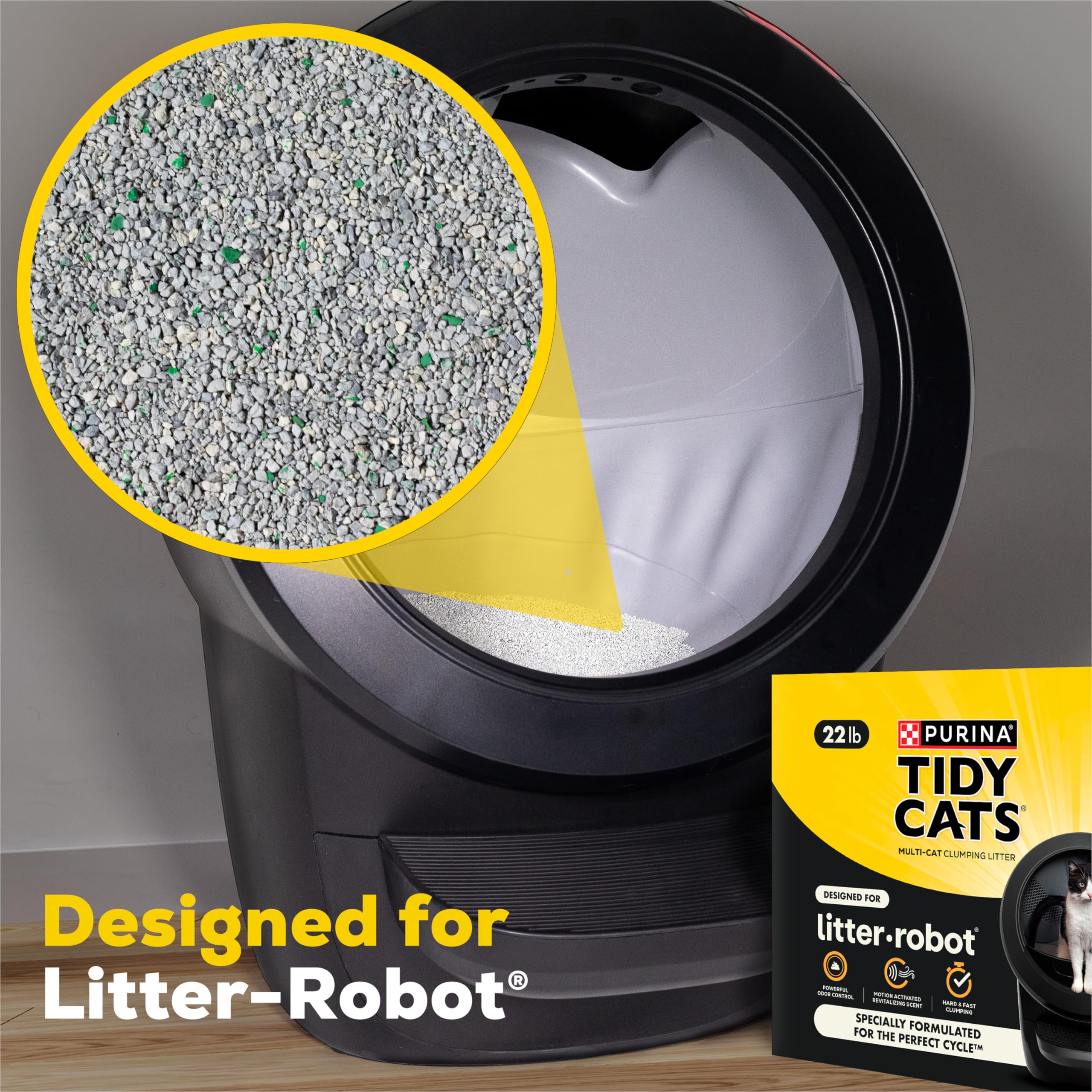 Purina Tidy Cats Clumping Cat Litter for Litter-Robot, 22 lb - Odor Control, Gray, Durable Formula