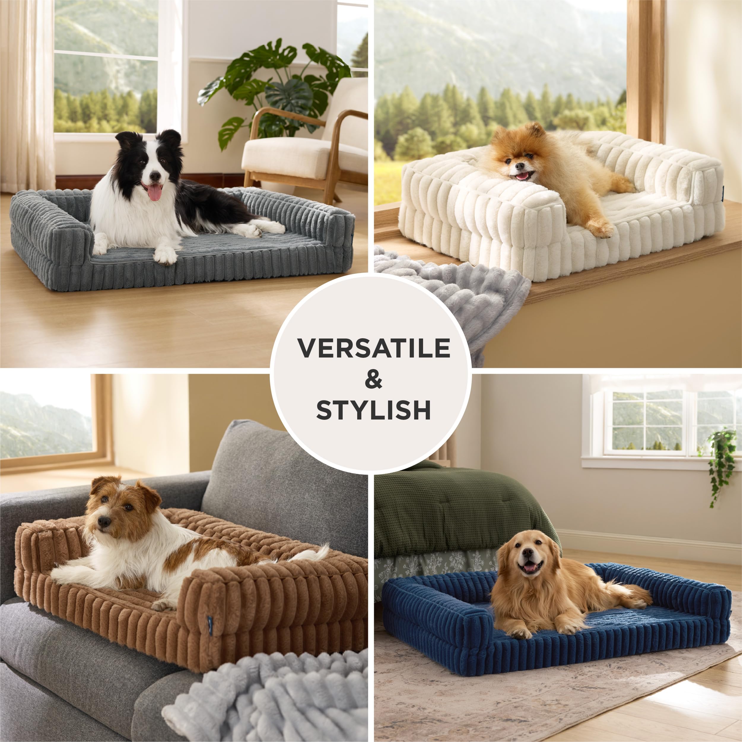 Bedsure Orthopedic Dog Beds Large Sized Dog, Waterproof Memory Foam Pet Bed with Sides, Non-Slip Bottom and Egg-Crate Foam Large