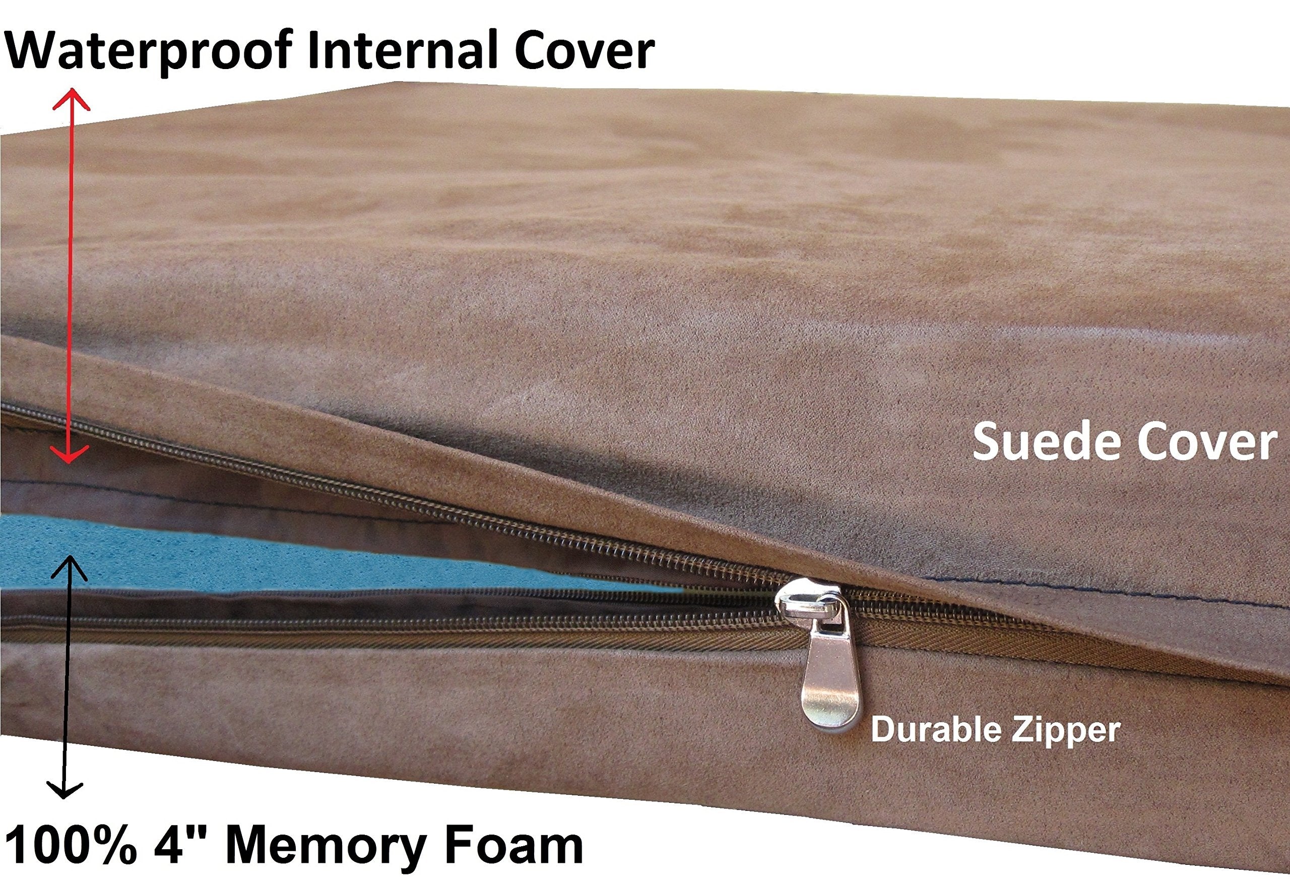 Dogbed4less Orthopedic Gel Infused Cooling Memory Foam Dog Bed for Large Dog, Waterproof Lining and Machine Washable Pet Bed Cov
