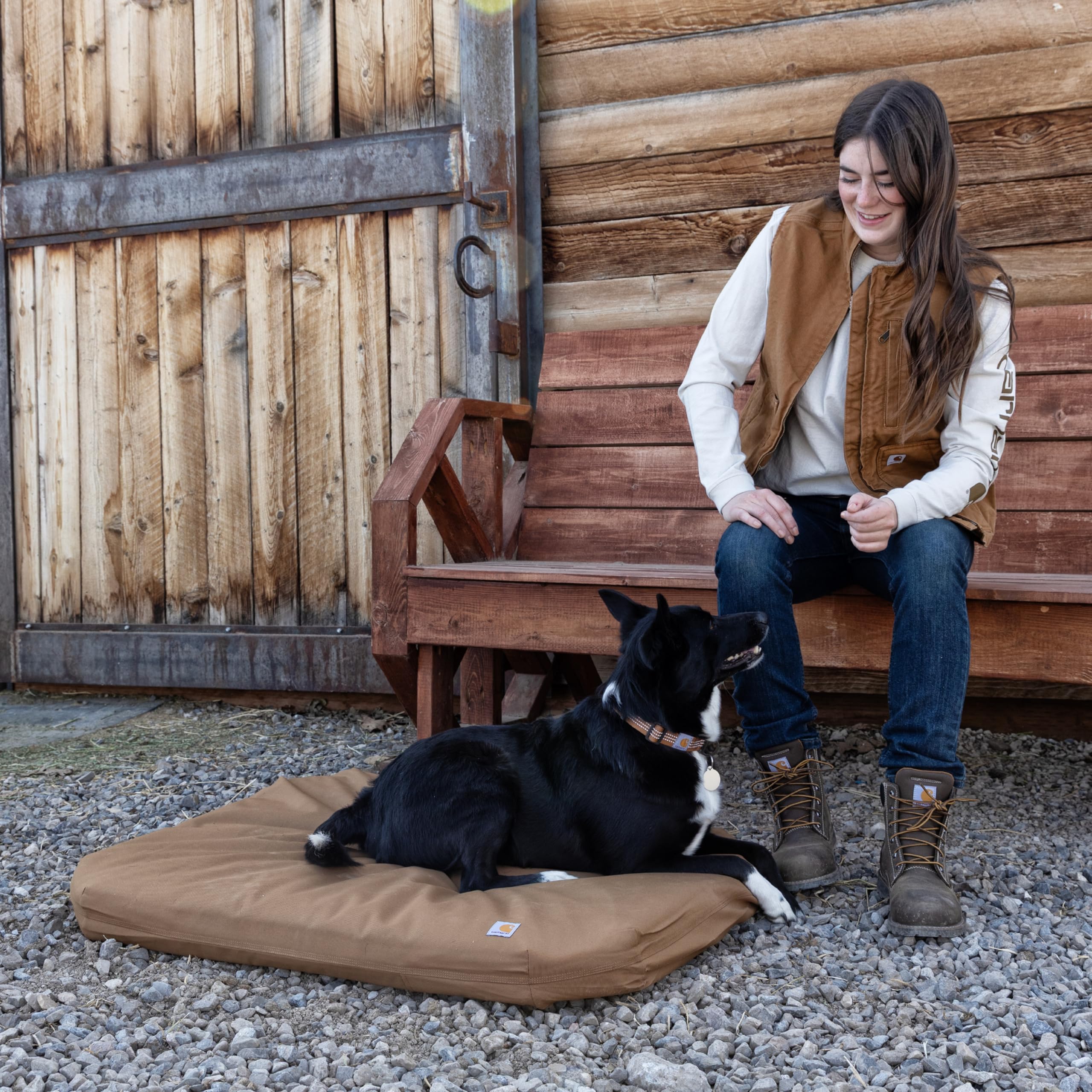 Carhartt Dog Bed - Durable Water Repellent Nylon, Triple-Stitched, Large, Carhartt Brown, Model P000049620104