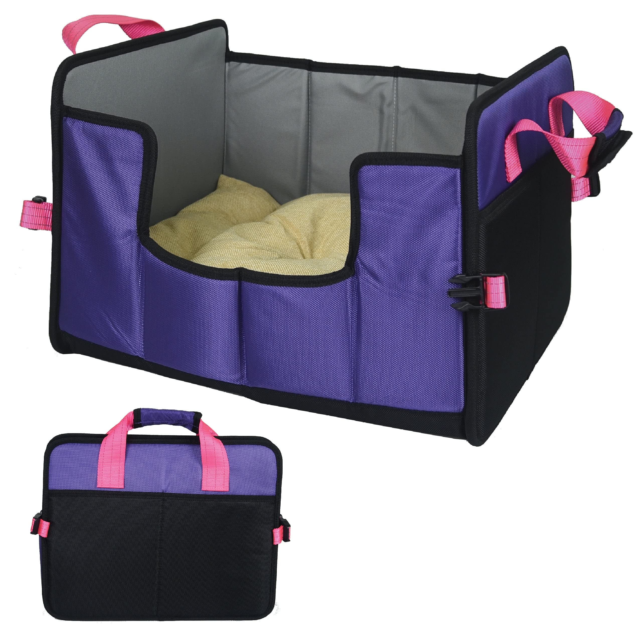 Pet Life Travel-Nest Folding Travel Cat and Dog Bed, LG, Purple