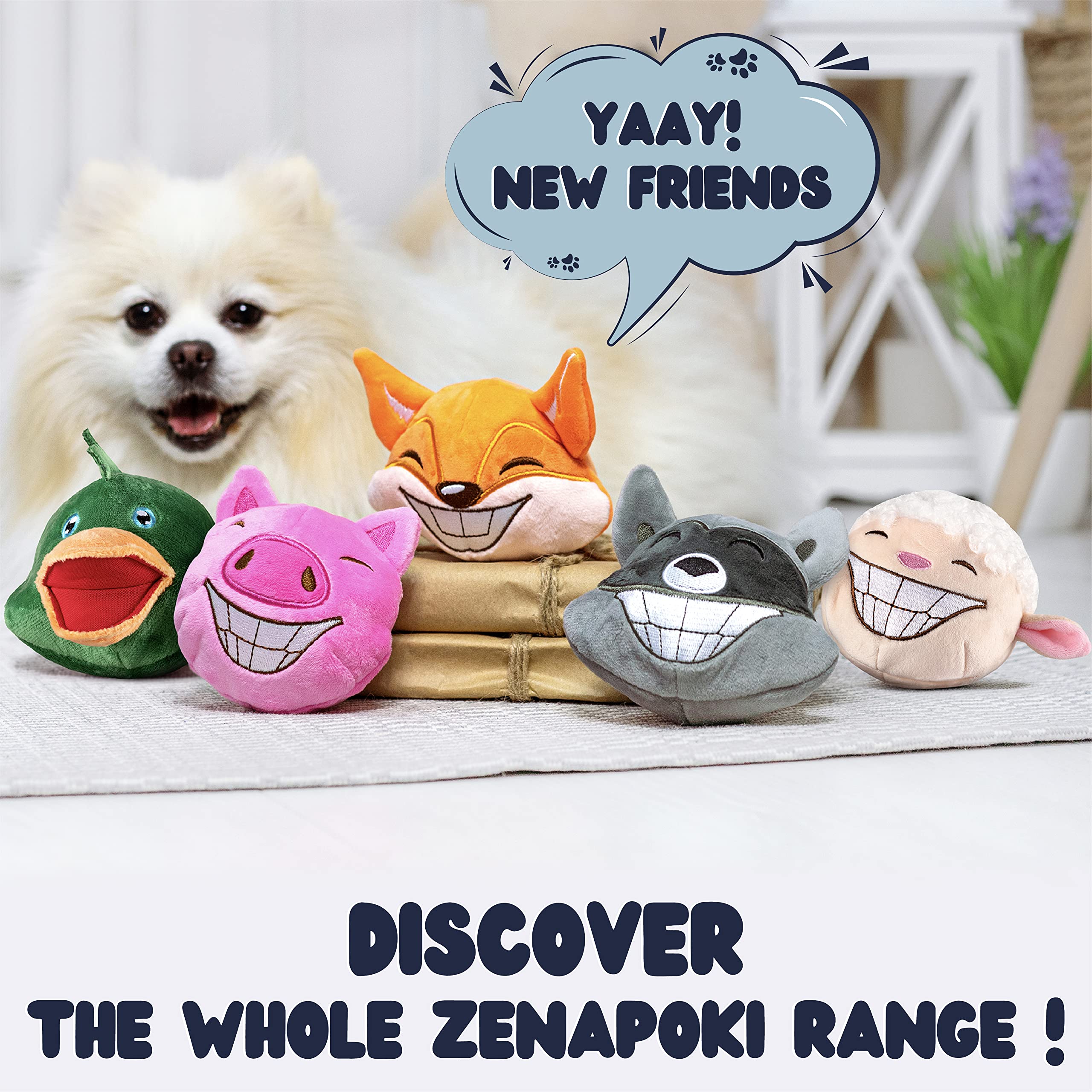 Zenapoki Dog Toys For Aggressive Chewers (3In1) - Squeaky Dog Toys Interactive - Dog Toys For Medium Dogs, Large & Small Breeds - Puppy Teething Chew Dog Toy - Juguetes Perros - Grey