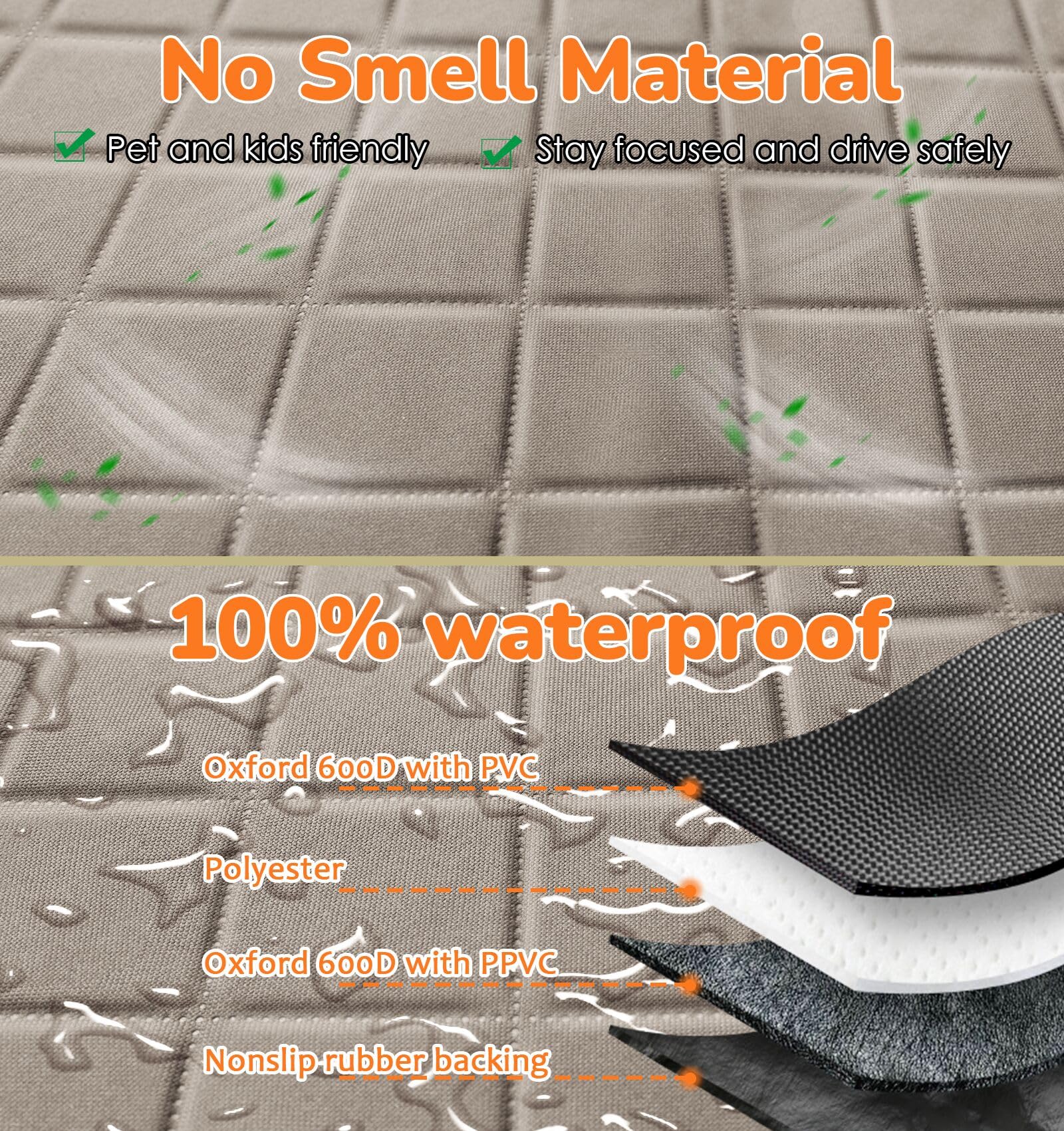 Urpower Car Seat Cover For Pets 100% Waterproof Seat Cover Hammock 600D Heavy Duty Scratch Proof Nonslip Durable Back Covers For