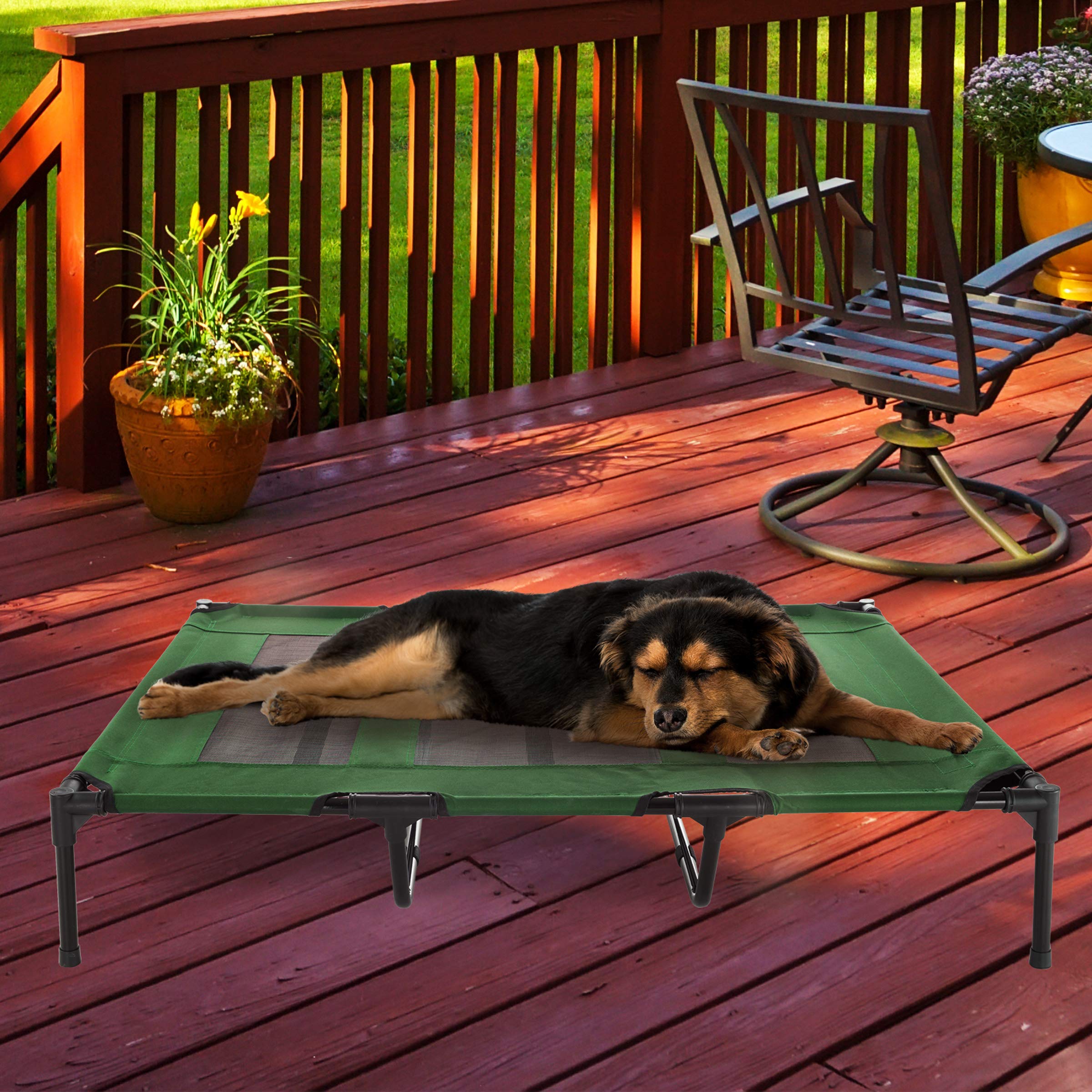 Elevated Dog Bed - 48X35.5 Portable Bed For Pets With Non-Slip Feet - Indoor/Outdoor Dog Cot Or Puppy Bed For Pets Up To 110Lbs By Petmaker (Green)