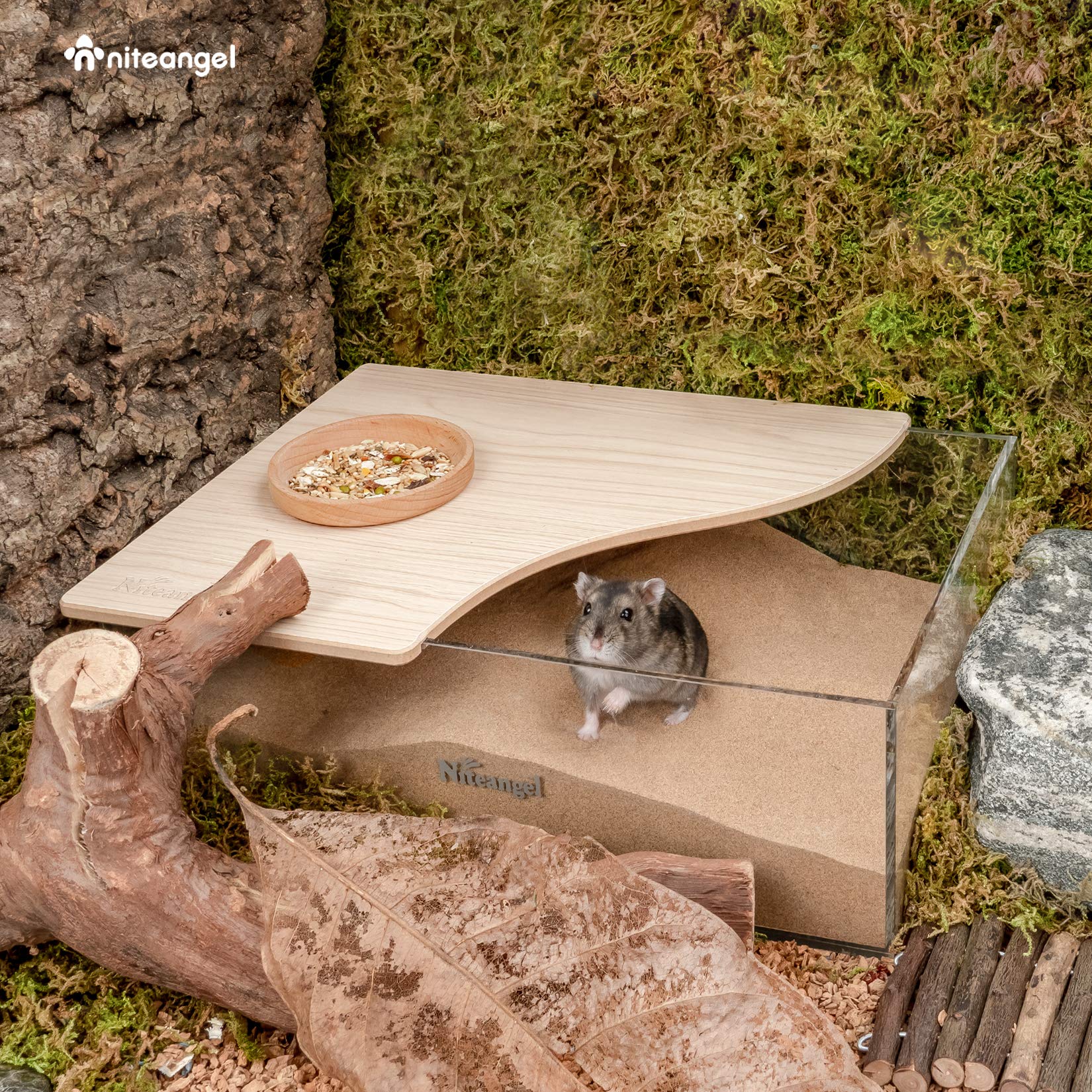 Niteangel Animal Sand-Bath Box: - Acrylic Critter 'S Sand Bath Shower Room & Digging Sand Container For Hamsters Mice Lemming Ge