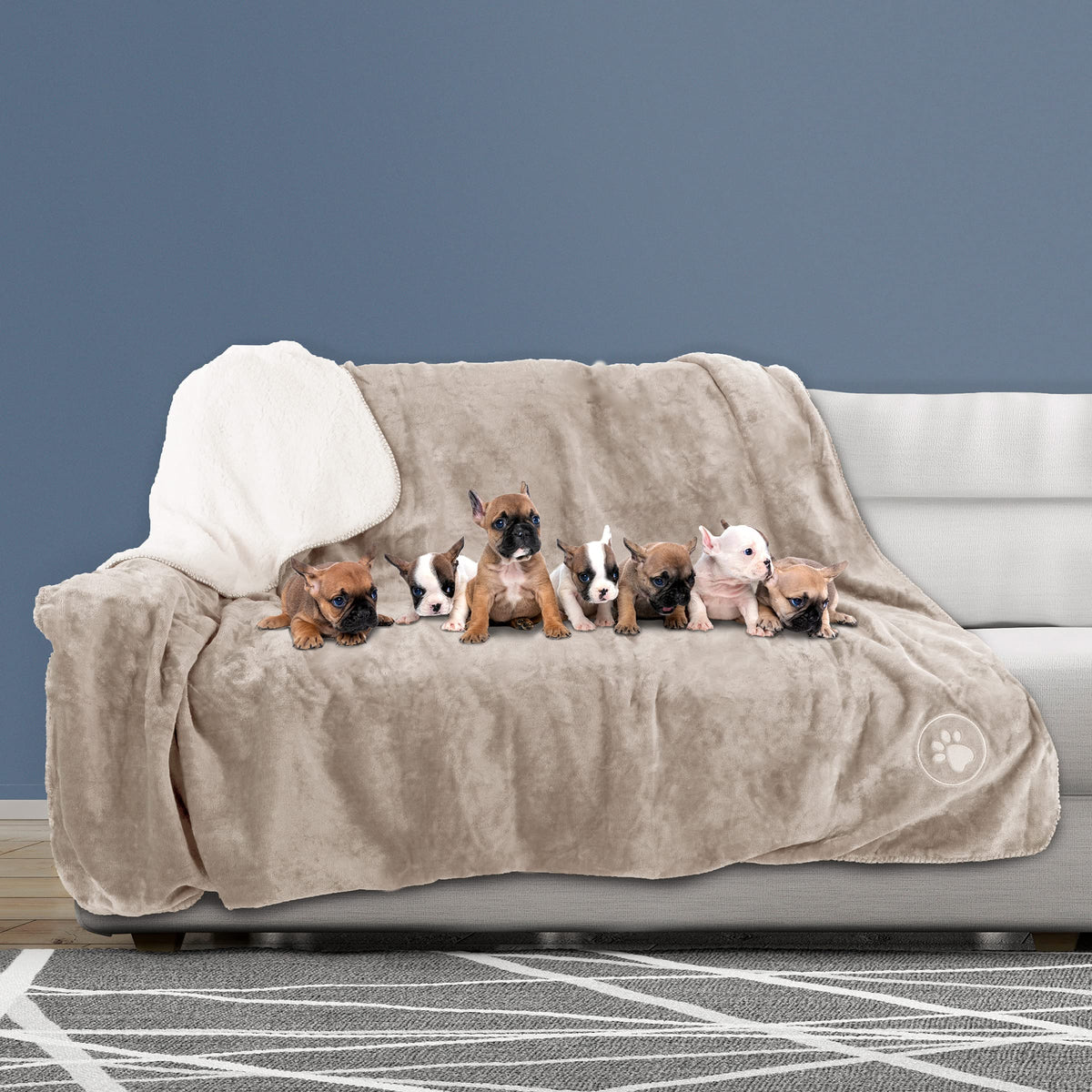 Petmaker Waterproof Dog Blanket - 60X70-Inch Reversible Sherpa Dog Blanket For Couch, Bed, Or Car - Protects From Spills, Stains
