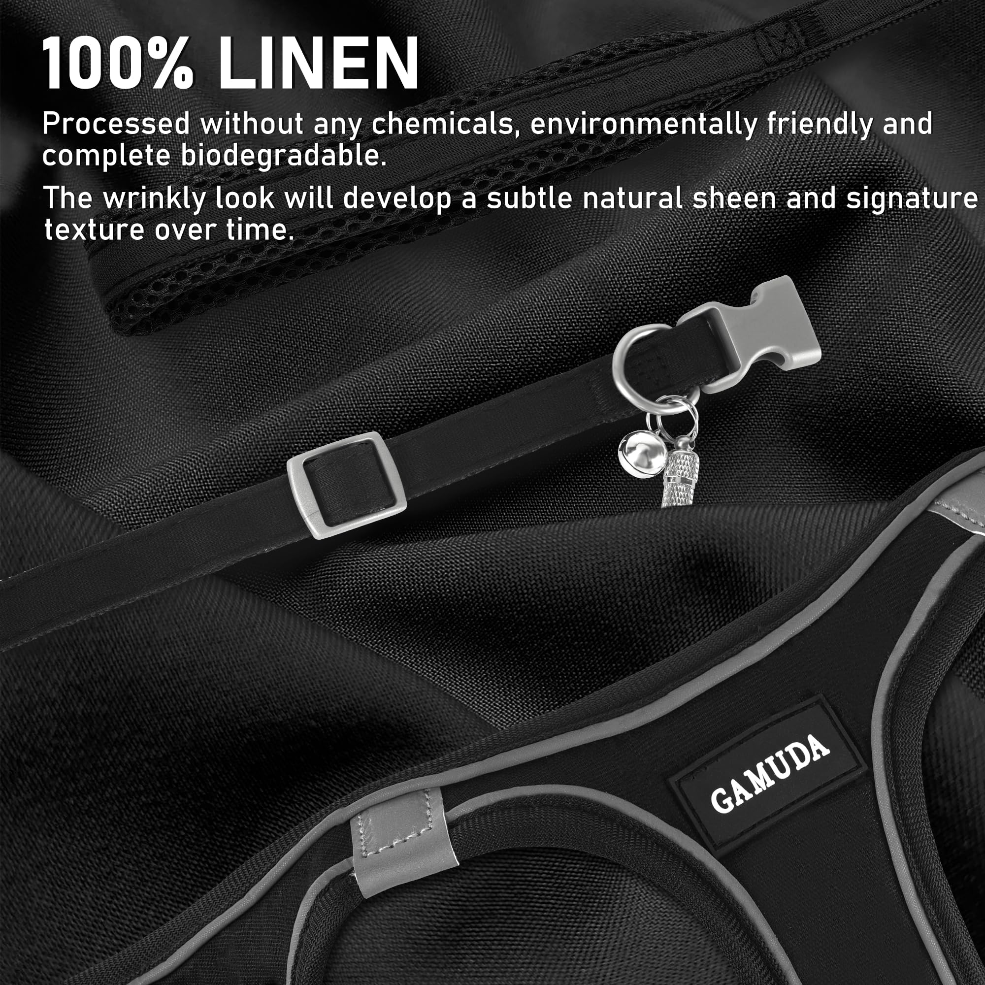 Gamuda Small Dog Harness Collar And Leash Set, Step In No Chock No Pull Linen Fabric Soft Mesh Dog Vest Harnesses Reflective For