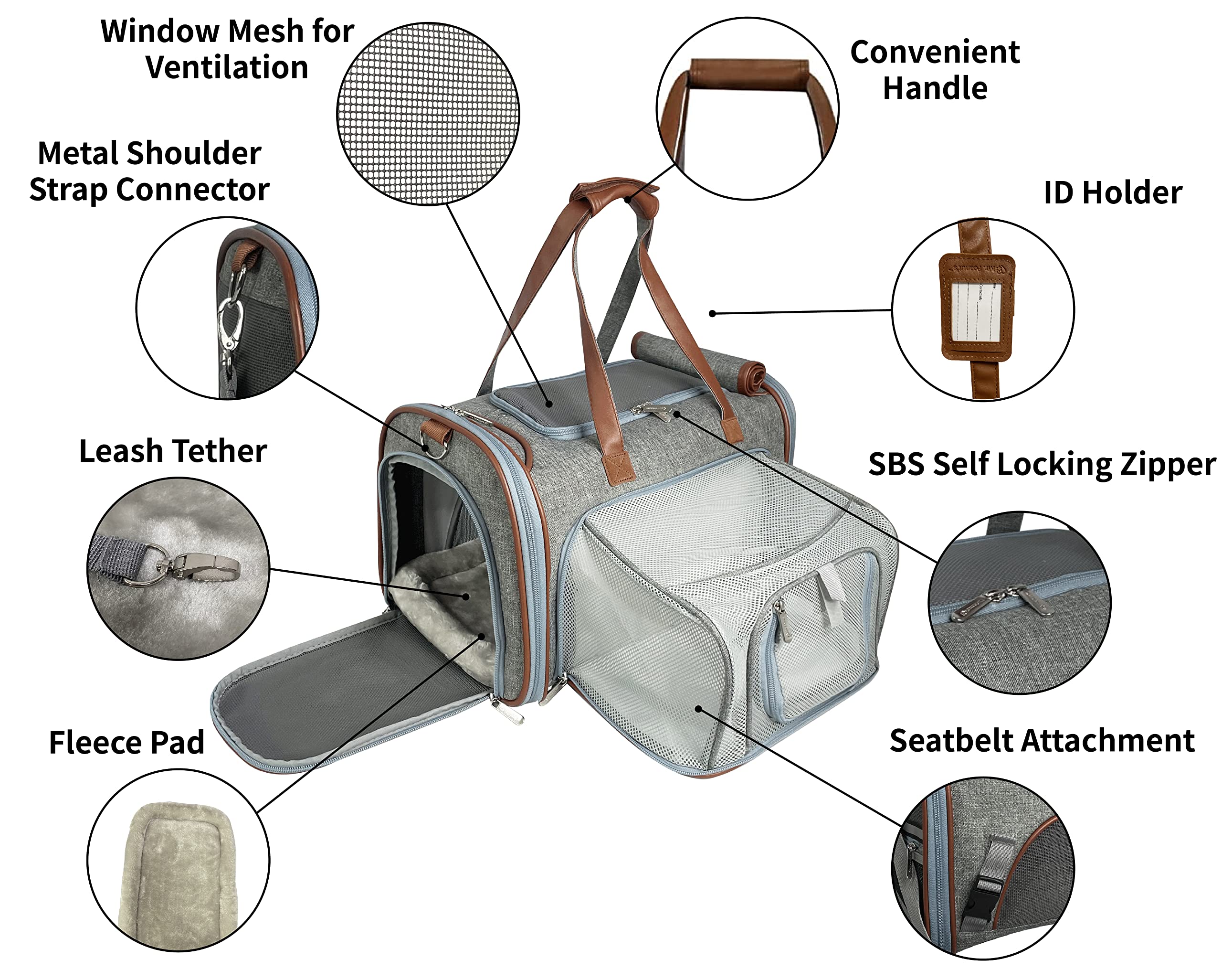 Mr. Peanut'S Gold Series Big Apple Xl Expandable Airline Approved Soft Sided Pet Carrier, Premium Brand Self Locking Zippers, Pl