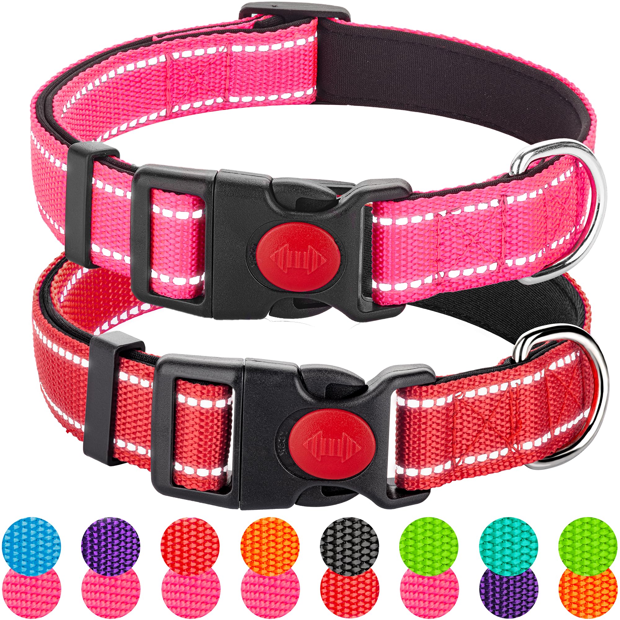 2 Pack Reflective Dog Collars For Medium Dogs Girl Boys,Female Male,Nylon Dog Collars For Puppy Small Large Dogs With Quick Rele