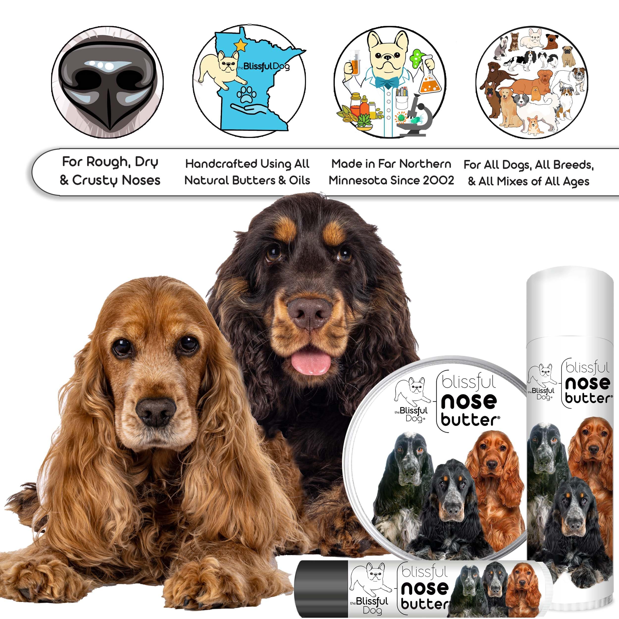 The Blissful Dog English Cocker Spaniel Unscented Nose Butter - Dog Nose Butter, 4-Ounce