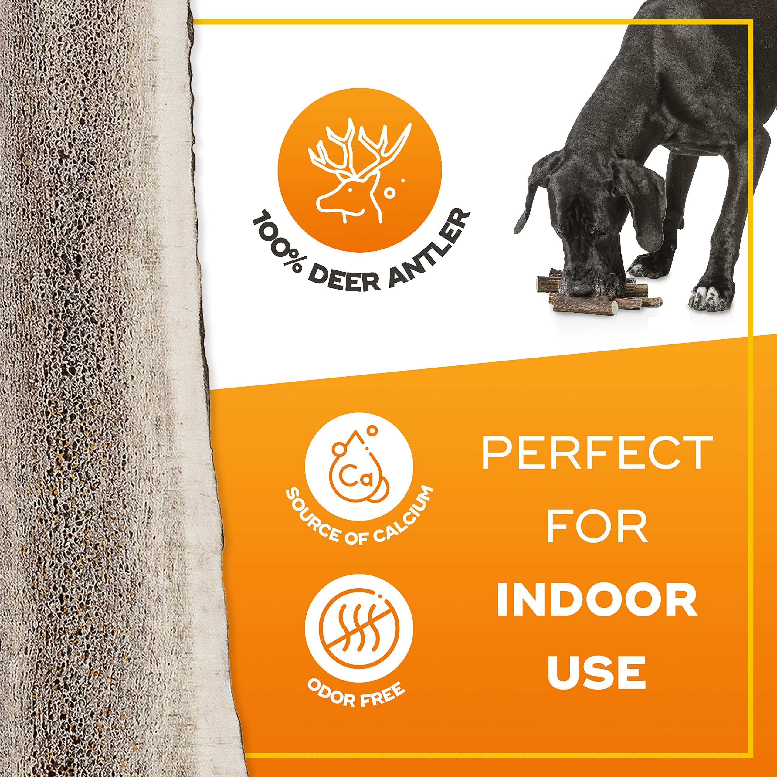 Gigil Treat You Pet Like A King - 100% Natural Deer Split Antlers For Large Dogs - Premium Elk Antlers - Long Lasting Dog Chew Toy - Naturally Shed And Organic Antlers For Dogs - Size L