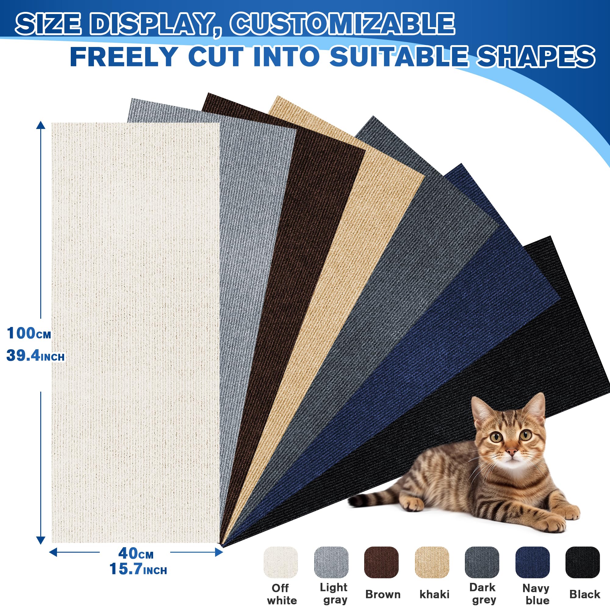 Cat Scratching Mat 2Pack,39.3''X15.7'' Cat Scratch Mat Self-Adhesive Carpet Mat Trimmable,Cat Wall Shelves Cat Scratching Board,