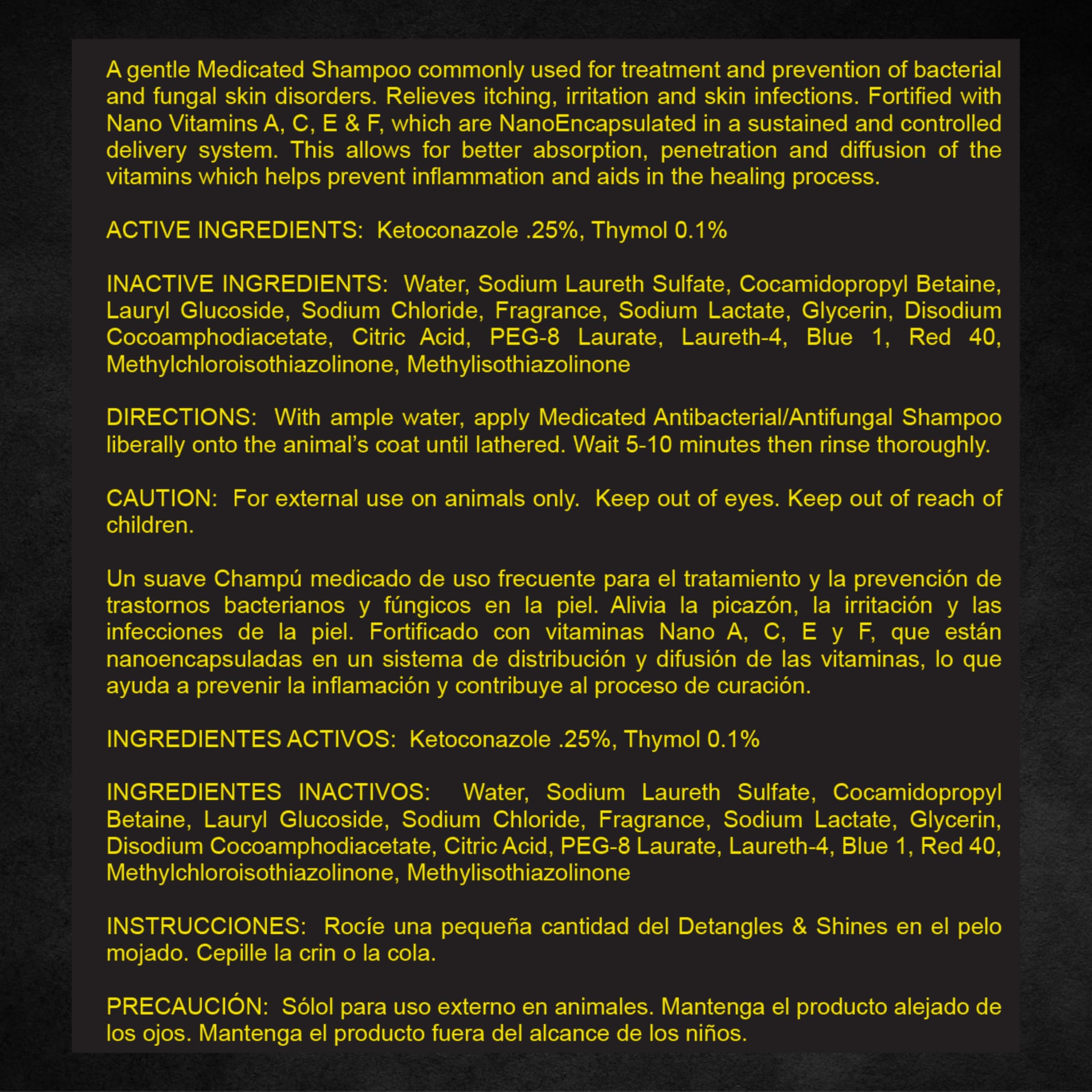 E3 Antifungal Ketoconazole and Thymol Skincare Shampoo for Horses and Dogs - Relieves Itching, Irritation, and Skin Infections -