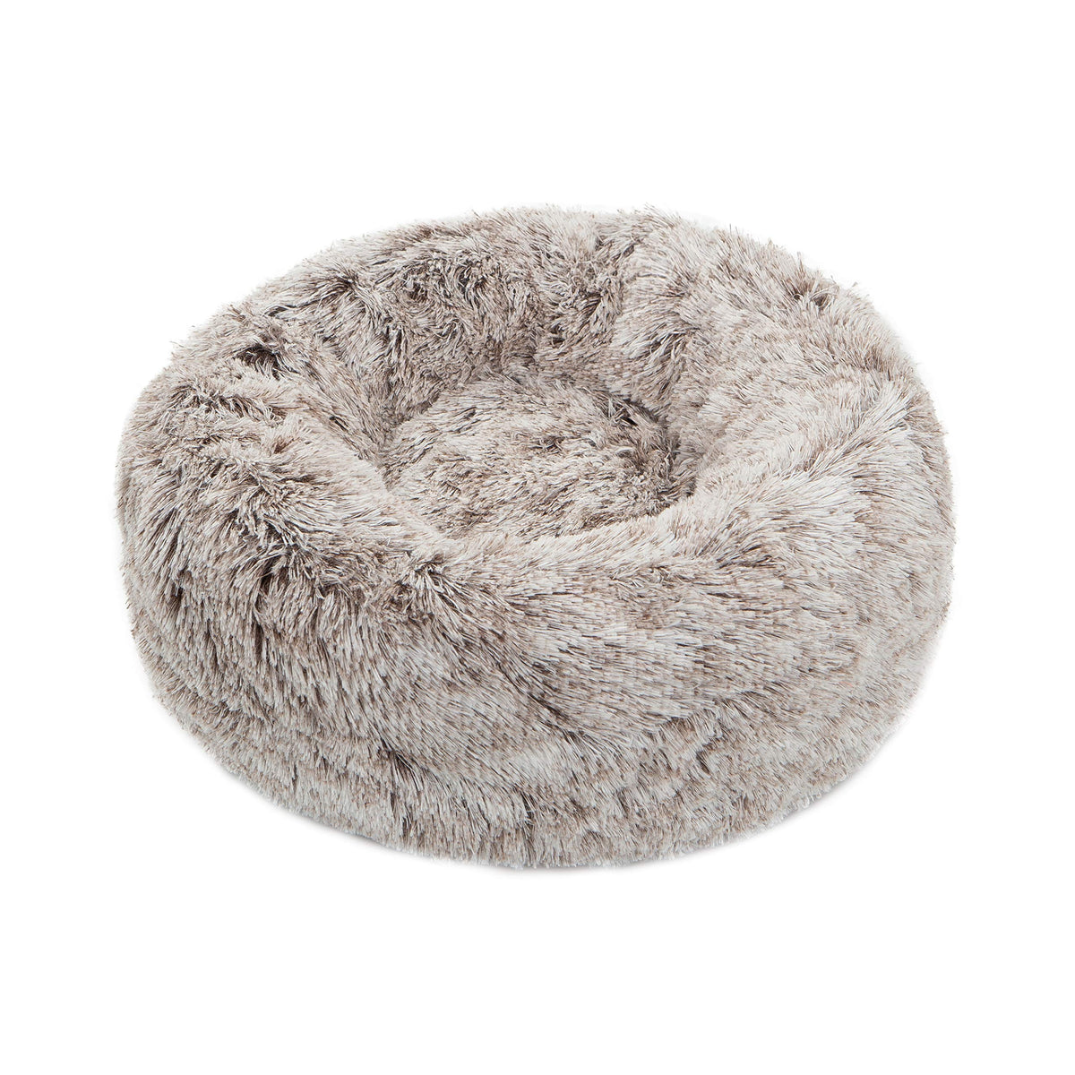 Tormays Calming Donut Dog Bed Xl, Plush Round Cuddler Dog & Cat Bed, Anit-Anxiety Marshmellow Fluffy Faux Fur Cushion(32'', Brow
