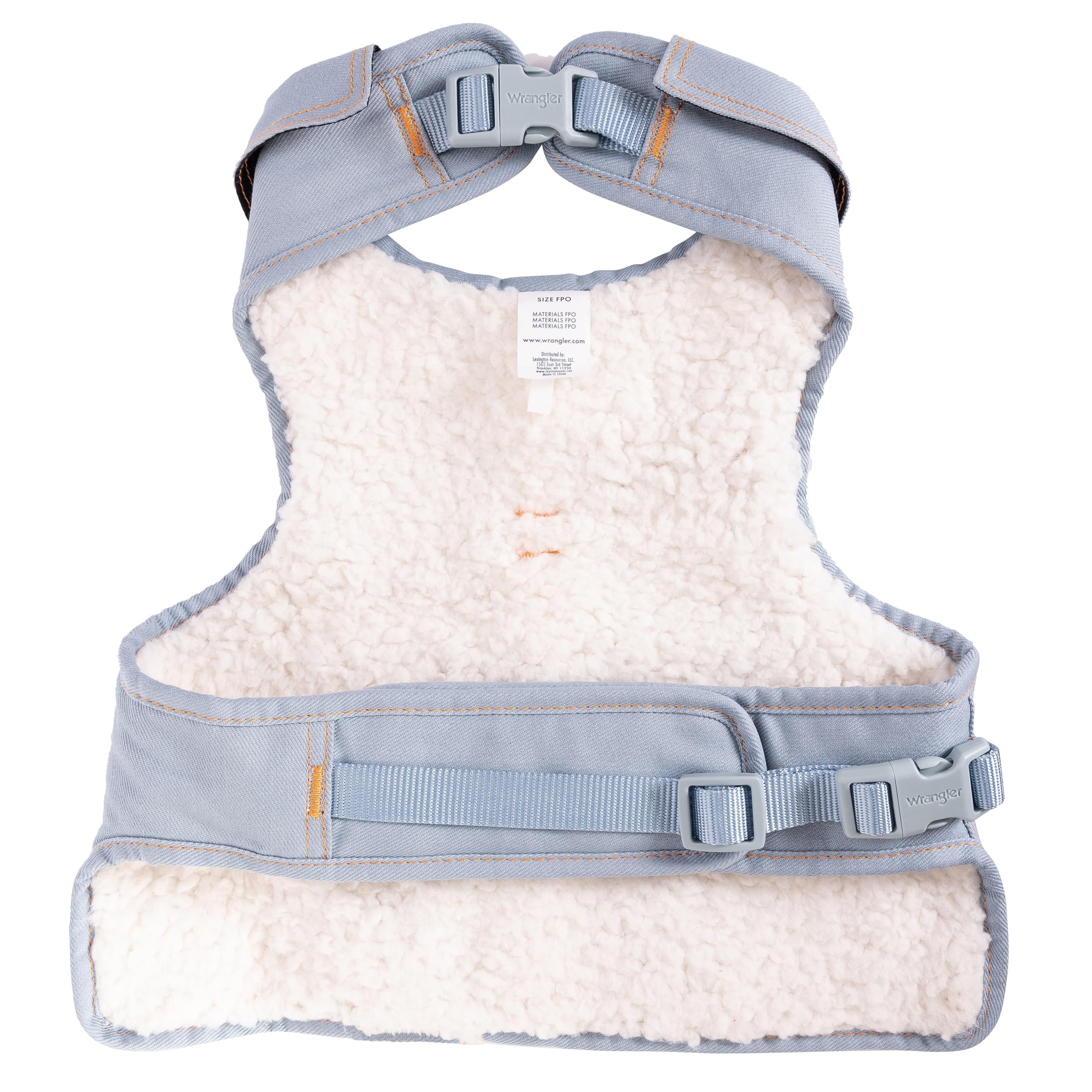 Wrangler Light Wash Dog Vest Harness With Sherpa-L