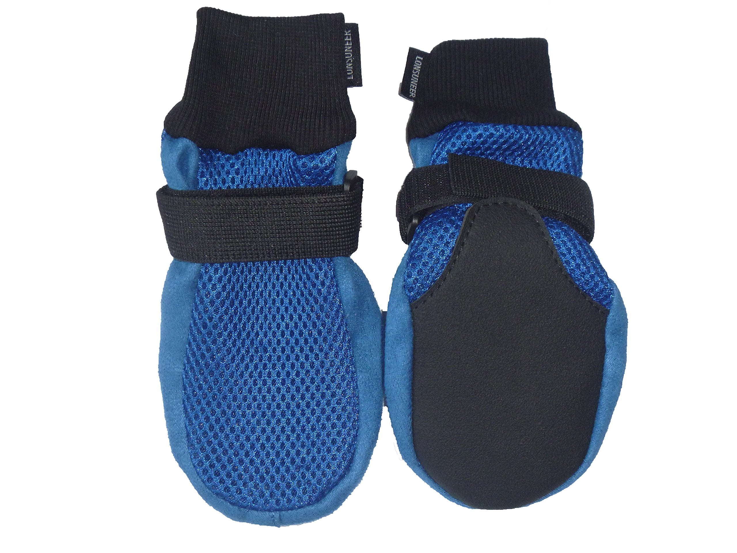 Lonsuneer Dog Boots Breathable And Protect Paws Soft Nonslip Soles Blue Color Size X-Large - Inner Sole Width 3.15 Inch