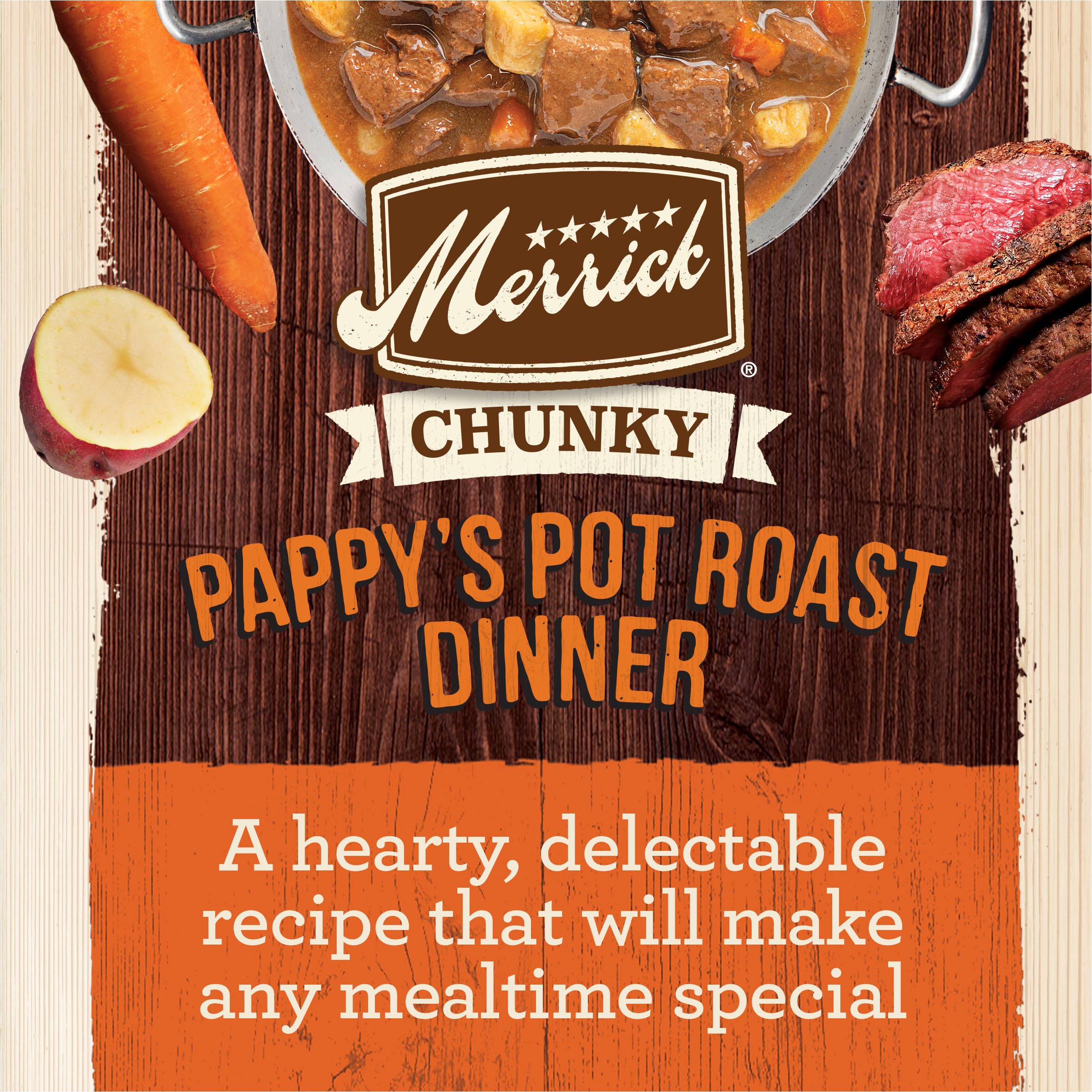Merrick Chunky Grain Free Premium And Wholesome Canned Dog Food, Real Meat Pappys Pot Roast Dinner In Gravy - (Pack of 12) 12.7