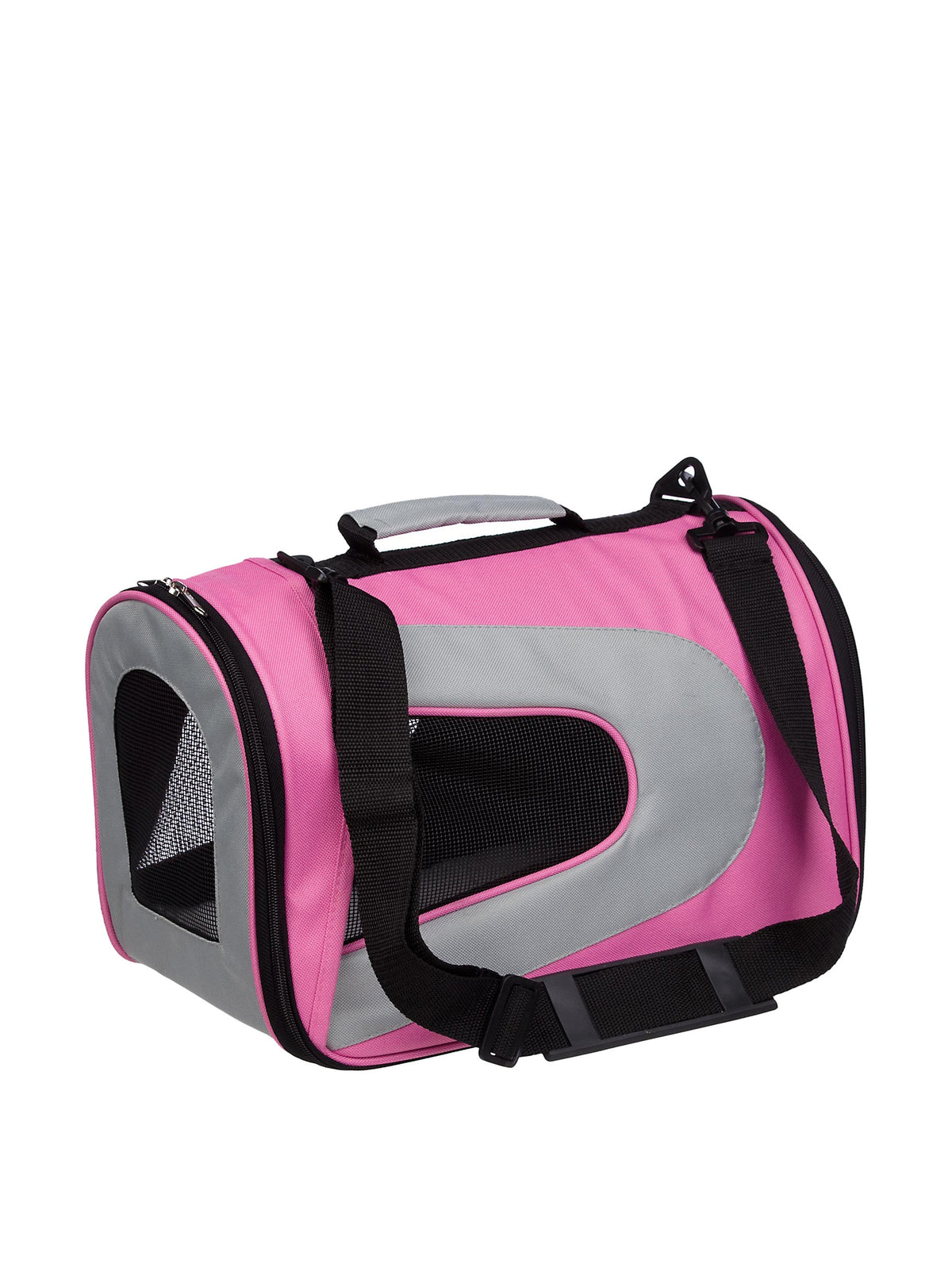 Pet Life Folding Zippered Sporty Mesh Carrier - Pink - Medium