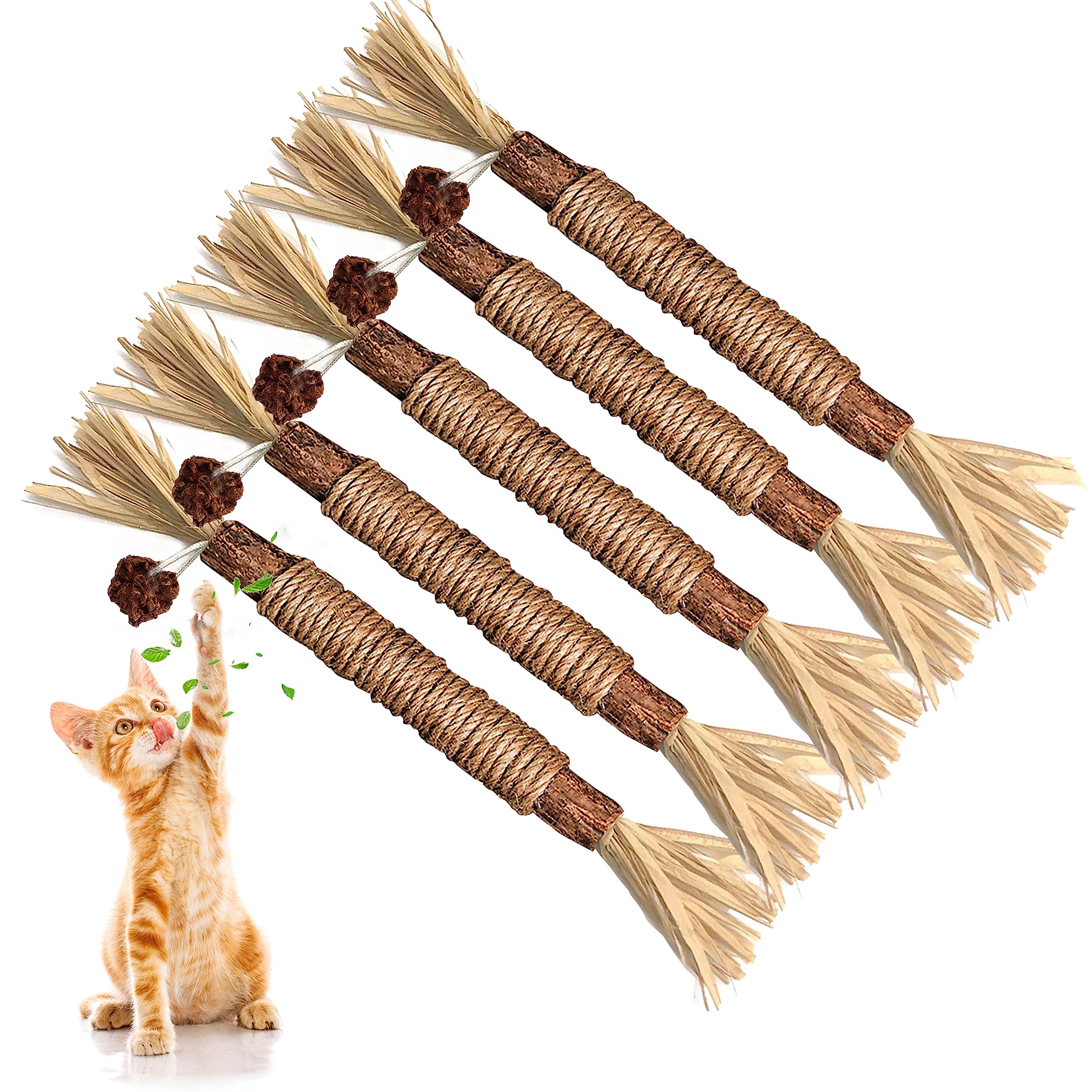 Gbsyu 5 Pack Silvervine Cat Toy, Silvervine Sticks Cat Toys For Indoor Cats, Cat & Kitten Chew Toys For Aggressive Chewers, Cat 