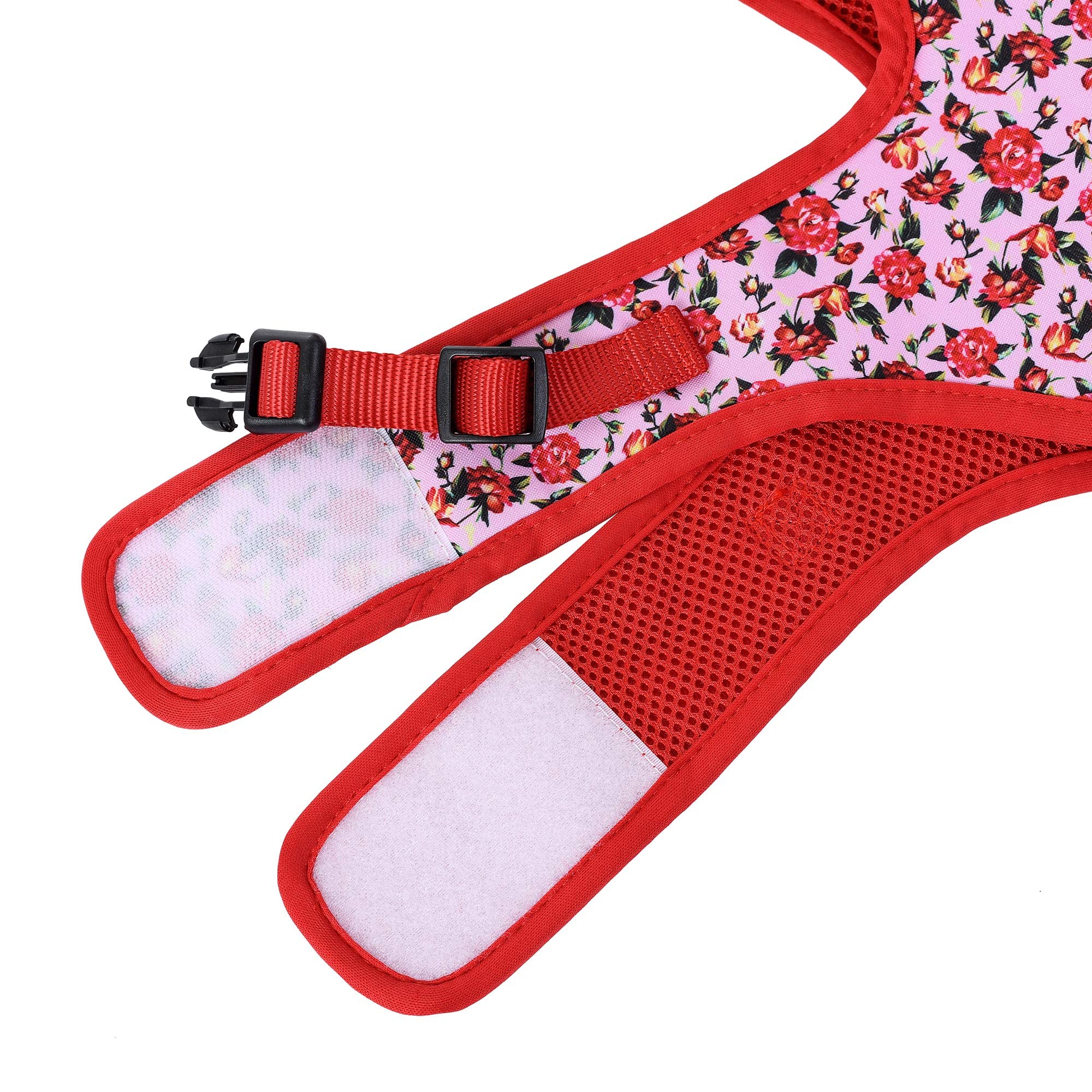 Mile High Life | Easy Get On Air Mesh Vest Harness | Spring Floral Collection | Adjustable Easy Closures Both Neck And Chest |20 Lbs Small Dogs & Cats | Peony Rose | M Chest Size (18'-20')