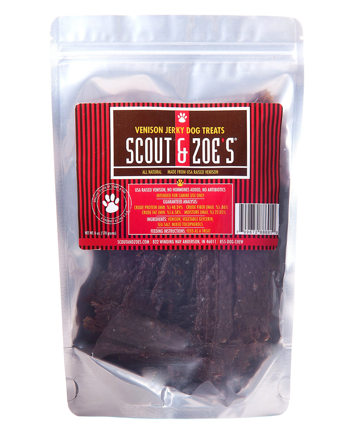 Scout & Zoe'S Venison Jerky: Real Meat Venison Treats For A Healthy Life, Allergy-Free Dog Chews, No Grain/Wheat/Soy, Made & Sourced In The Usa