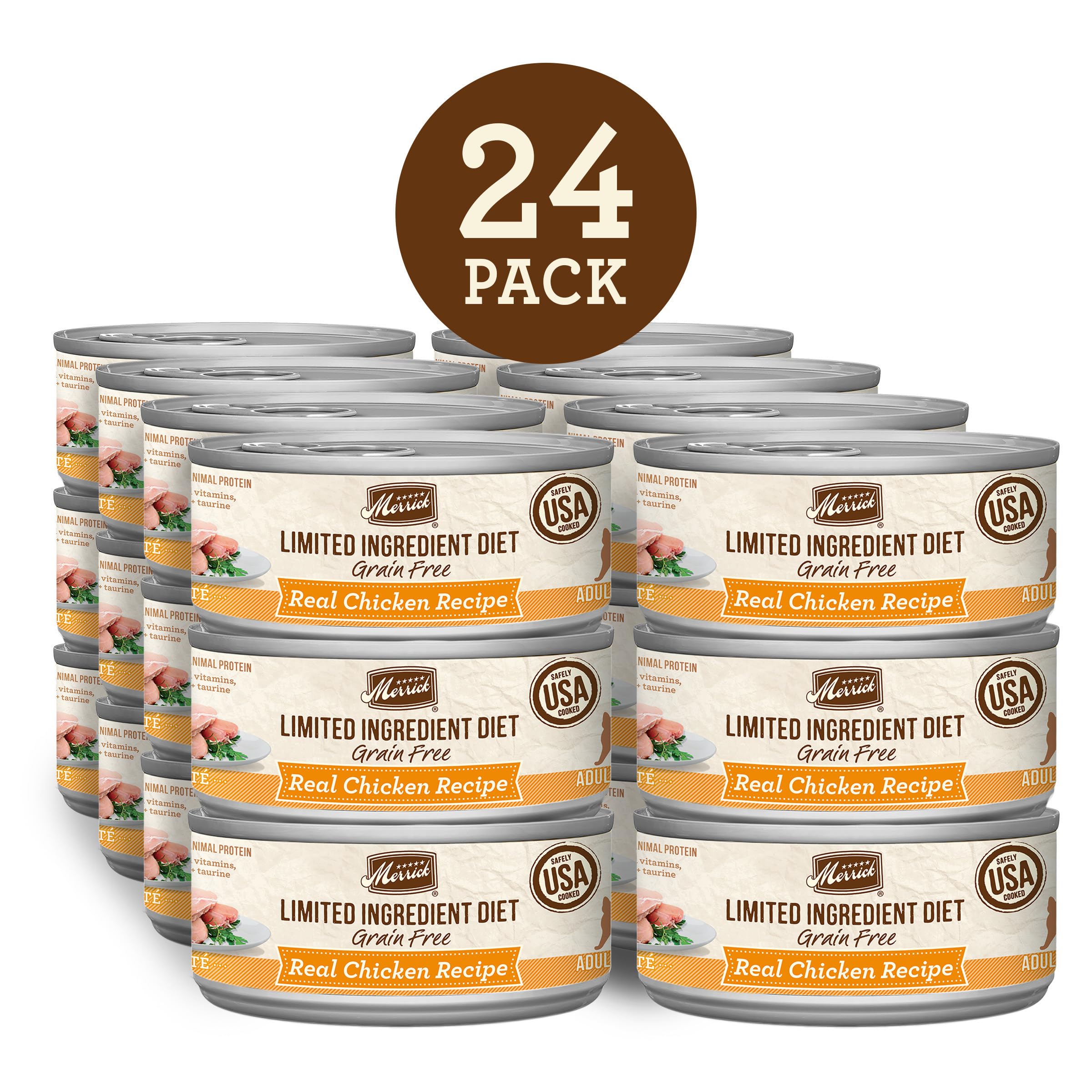 Merrick Limited Ingredient Diet Premium Grain Free And Natural Canned Pate Wet Cat Food, Chicken Recipe - (Pack of 24) 5 oz. Can