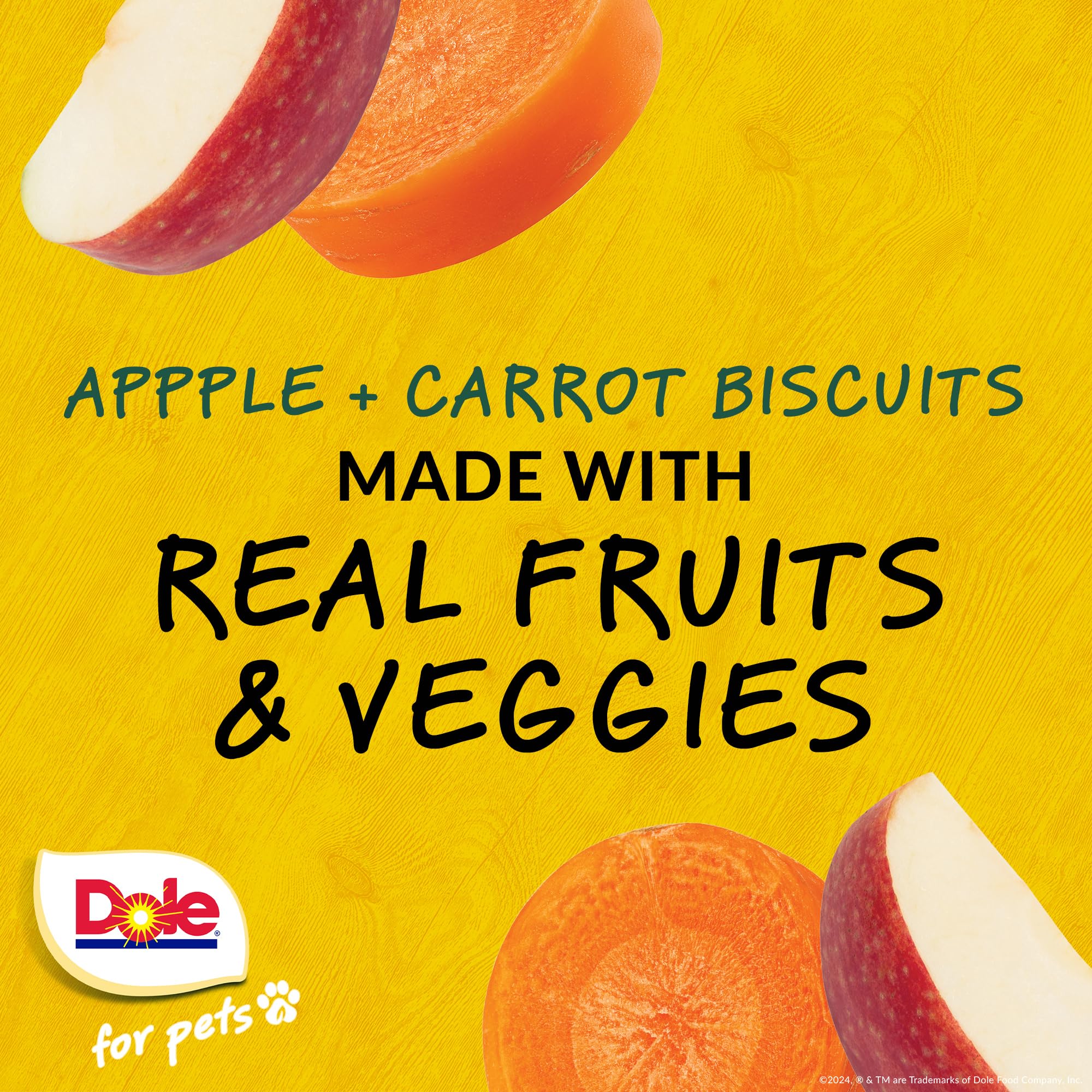 Dole Freshly Fetched Dog Biscuits, Apple & Carrot, 7oz - No Wheat, Corn, Soy, or Artificial Ingredients