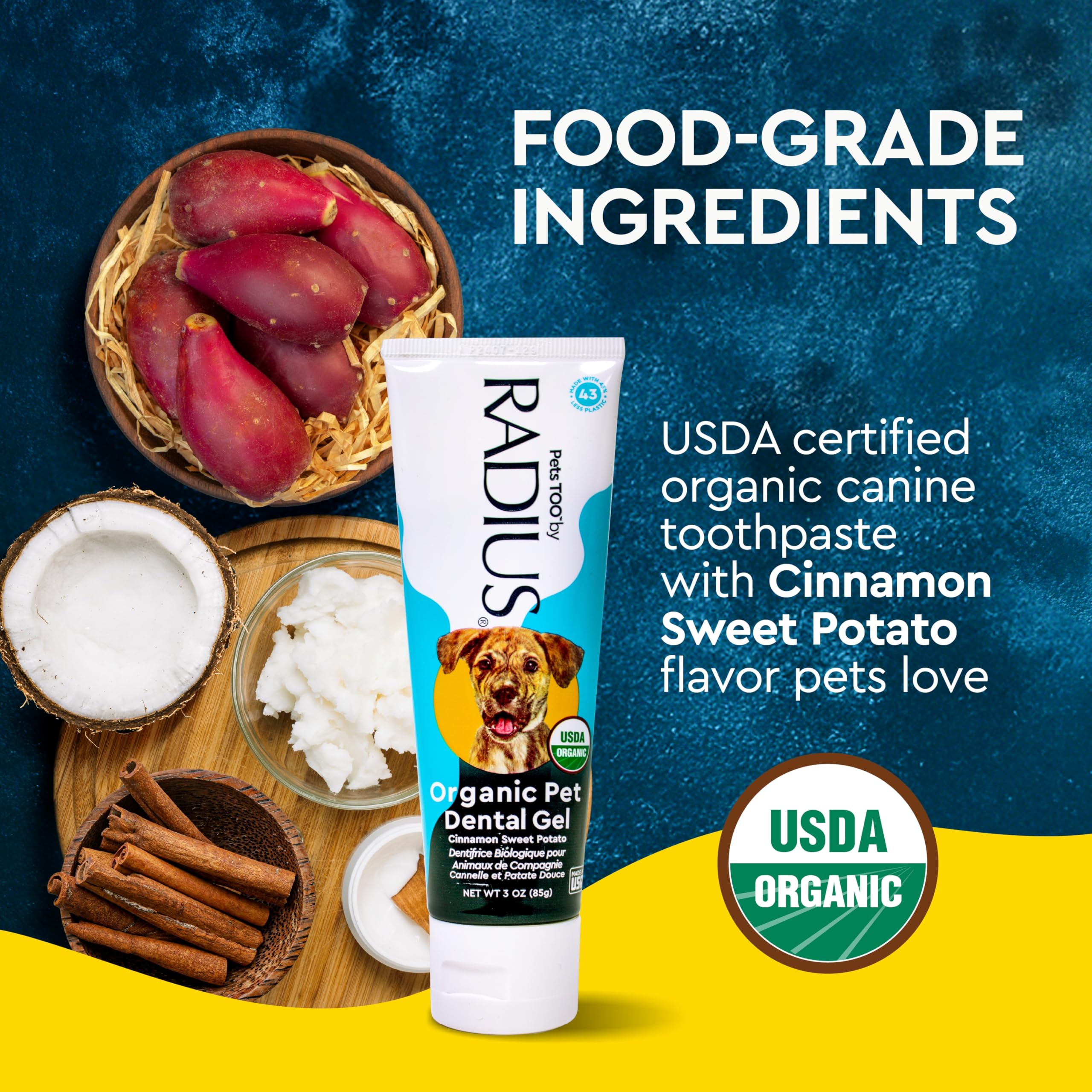RADIUS Canine Pet Toothpaste, Cinnamon Sweet Potato, 3 oz, Non-Toxic Toothpaste for Dogs, Designed to Clean Teeth, Help Prevent